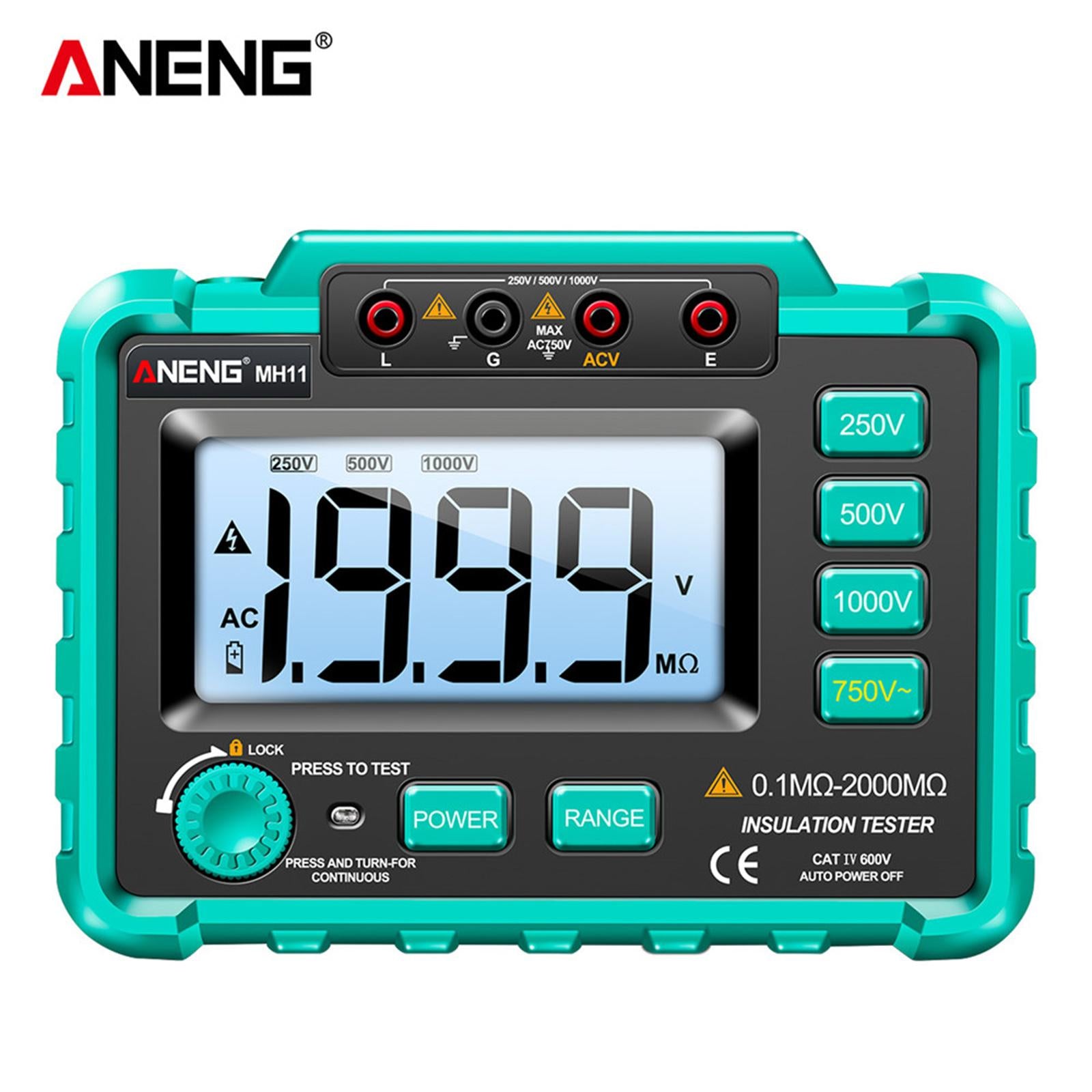 Digital Megohmmeter Meters 250/500/1000V Detector for Duty Cycle Diode Test Green