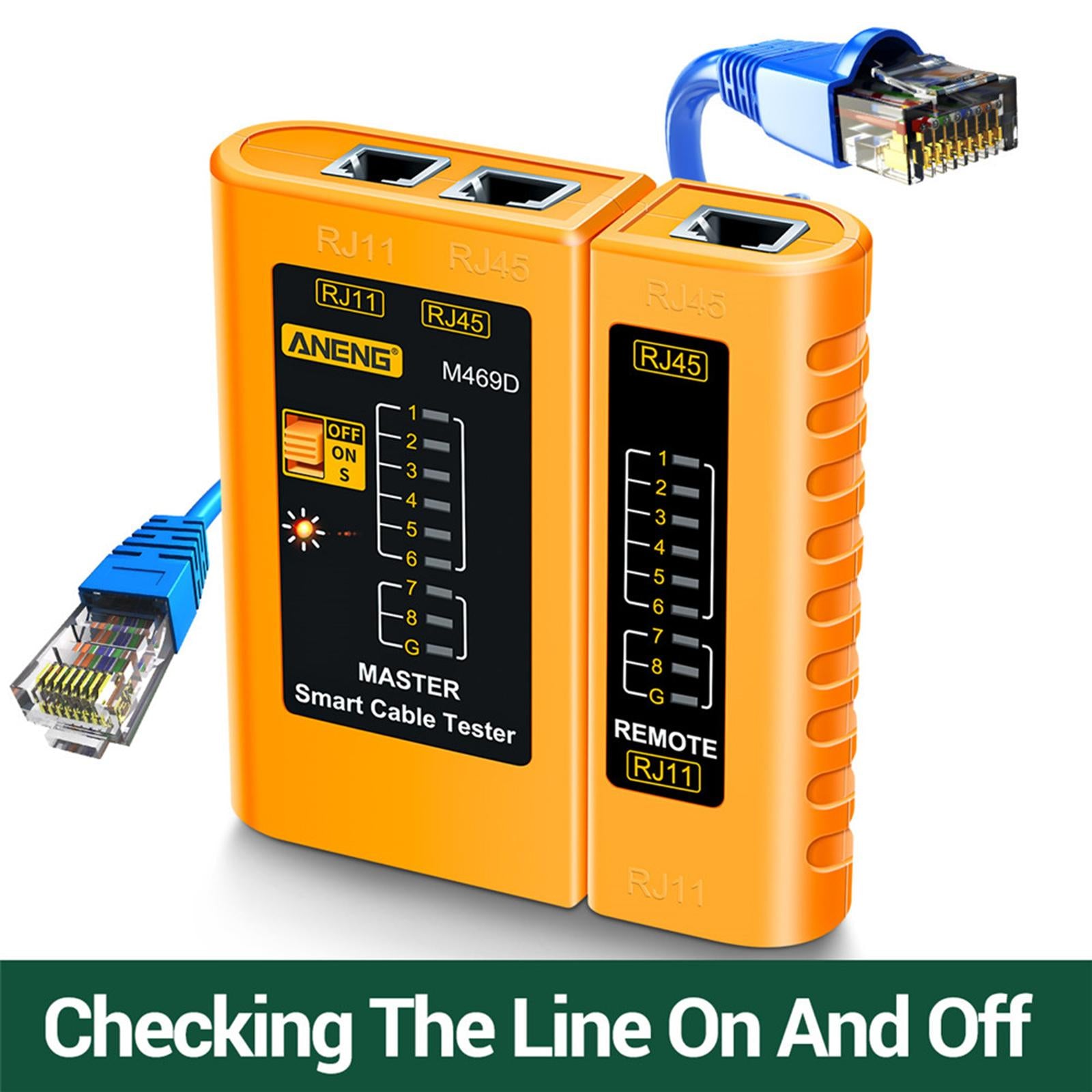Ethernet Cable Tester Network Testing Tool Cat5 Cat5E Cat6 for Network Yellow