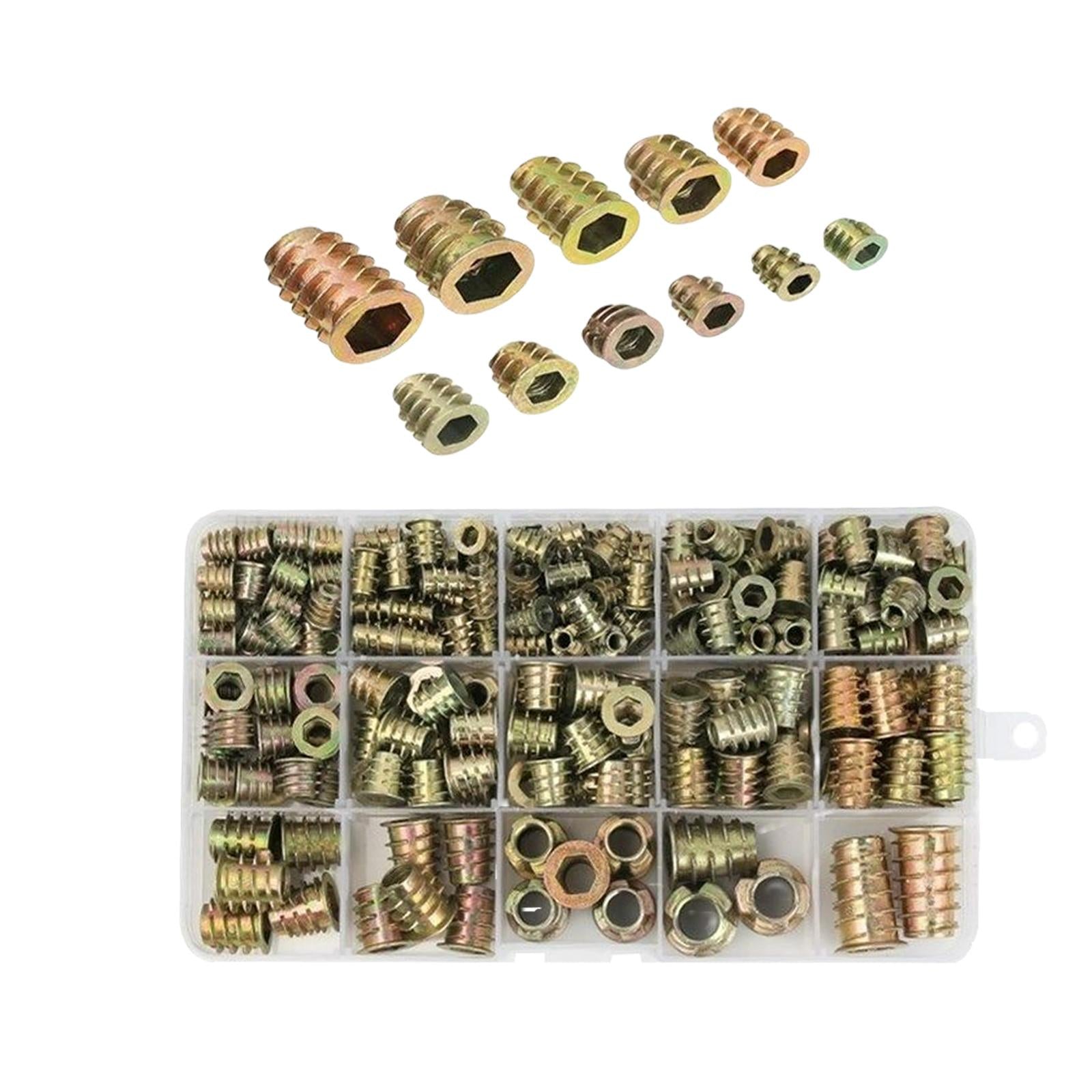 230 Pieces Threaded Insert Nuts Threaded Insert Assortment Kit for Wood