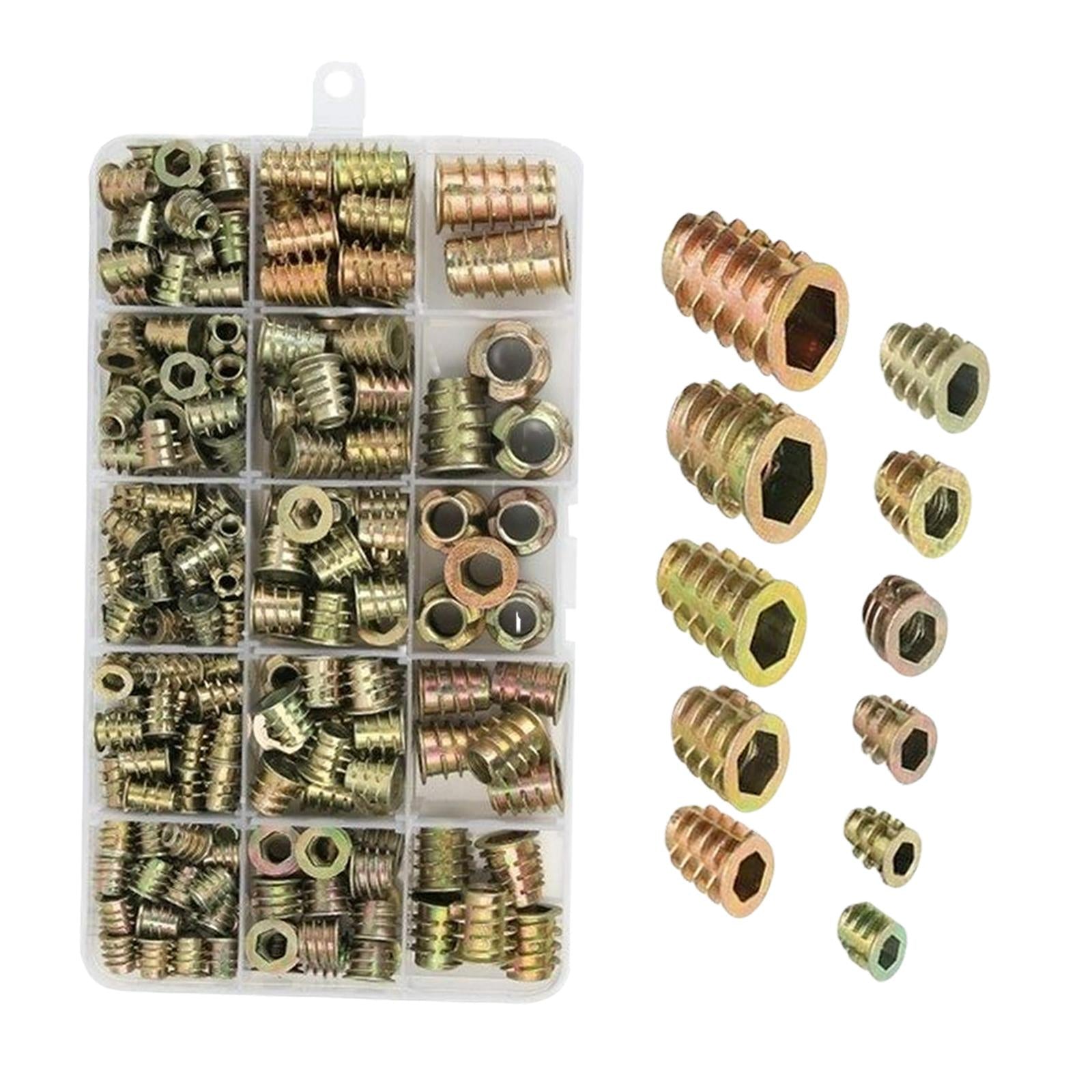 230 Pieces Threaded Insert Nuts Threaded Insert Assortment Kit for Wood