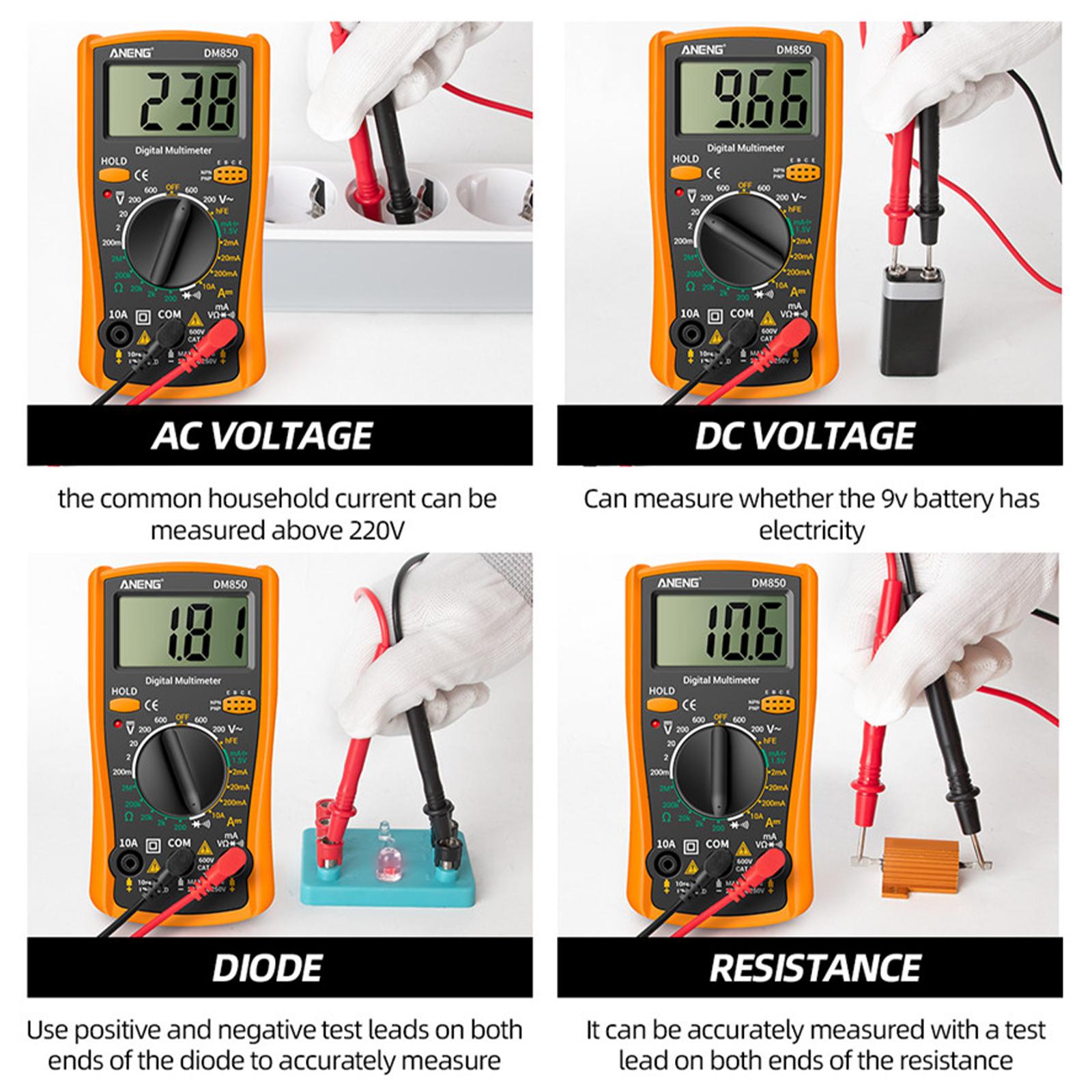 Portable Digital Multimeter Data Retention Backlight Detector for DC Current Orange