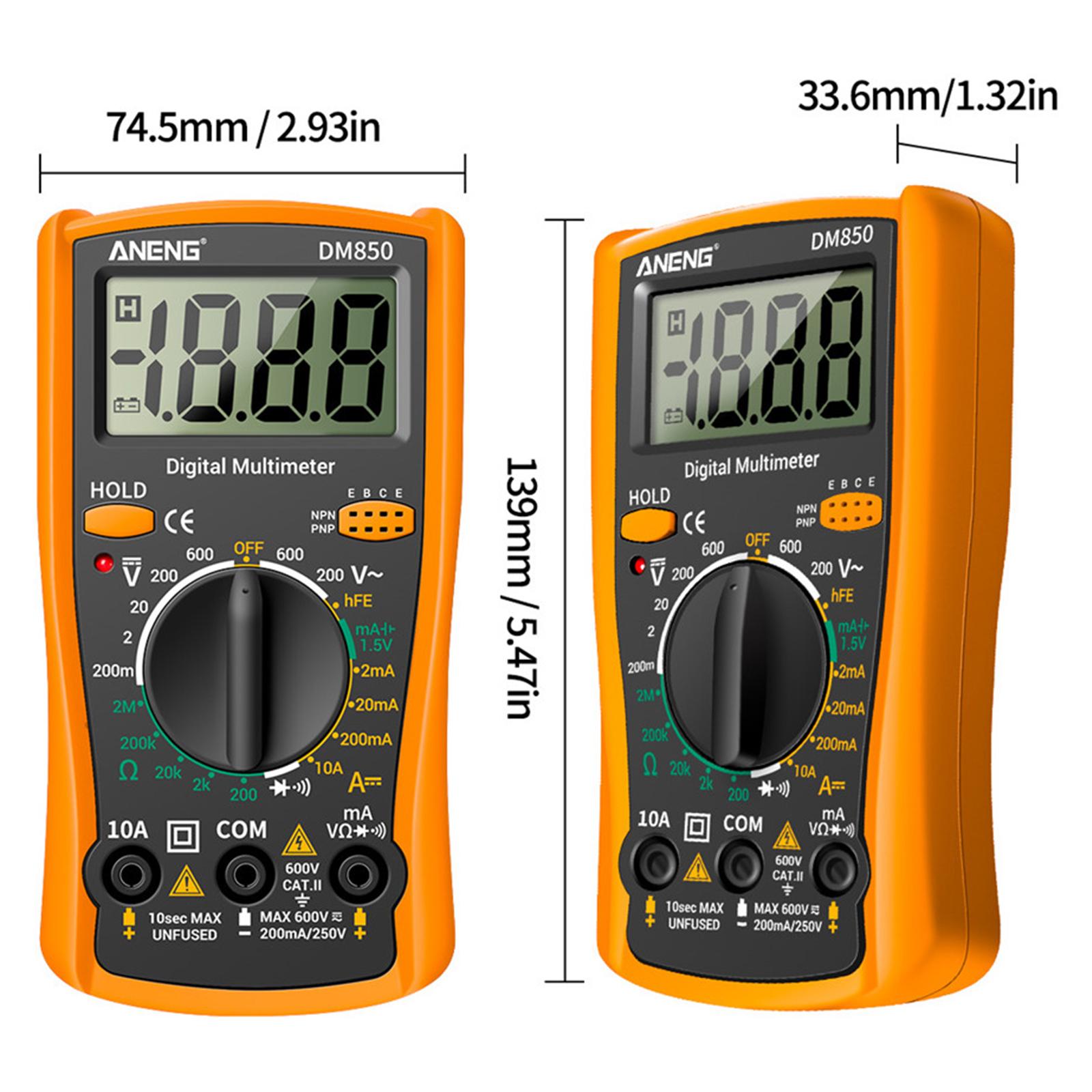 Portable Digital Multimeter Data Retention Backlight Detector for DC Current Orange