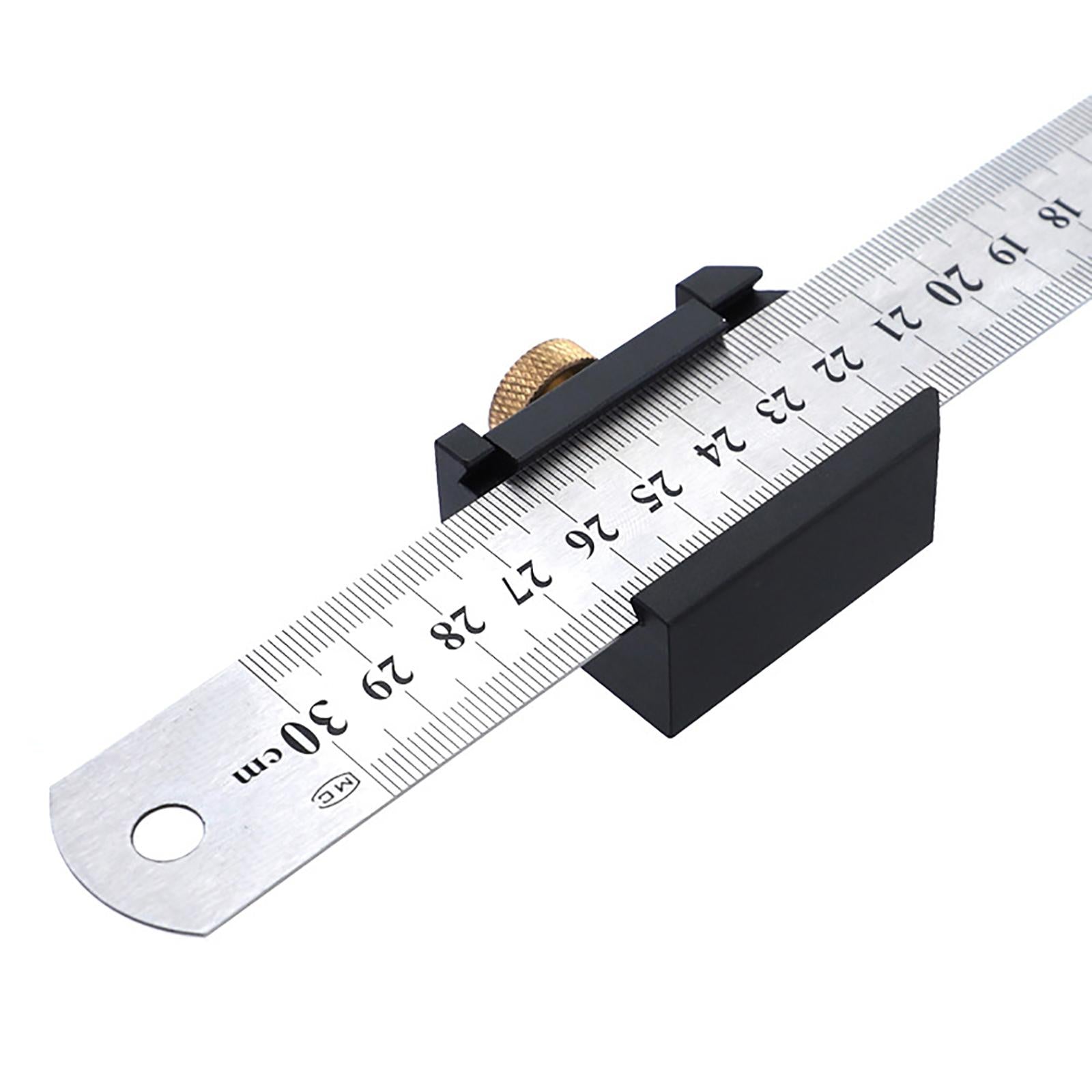Stainless Steel Ruler w/ Limit Block for Engineering  Measuring Tools Black