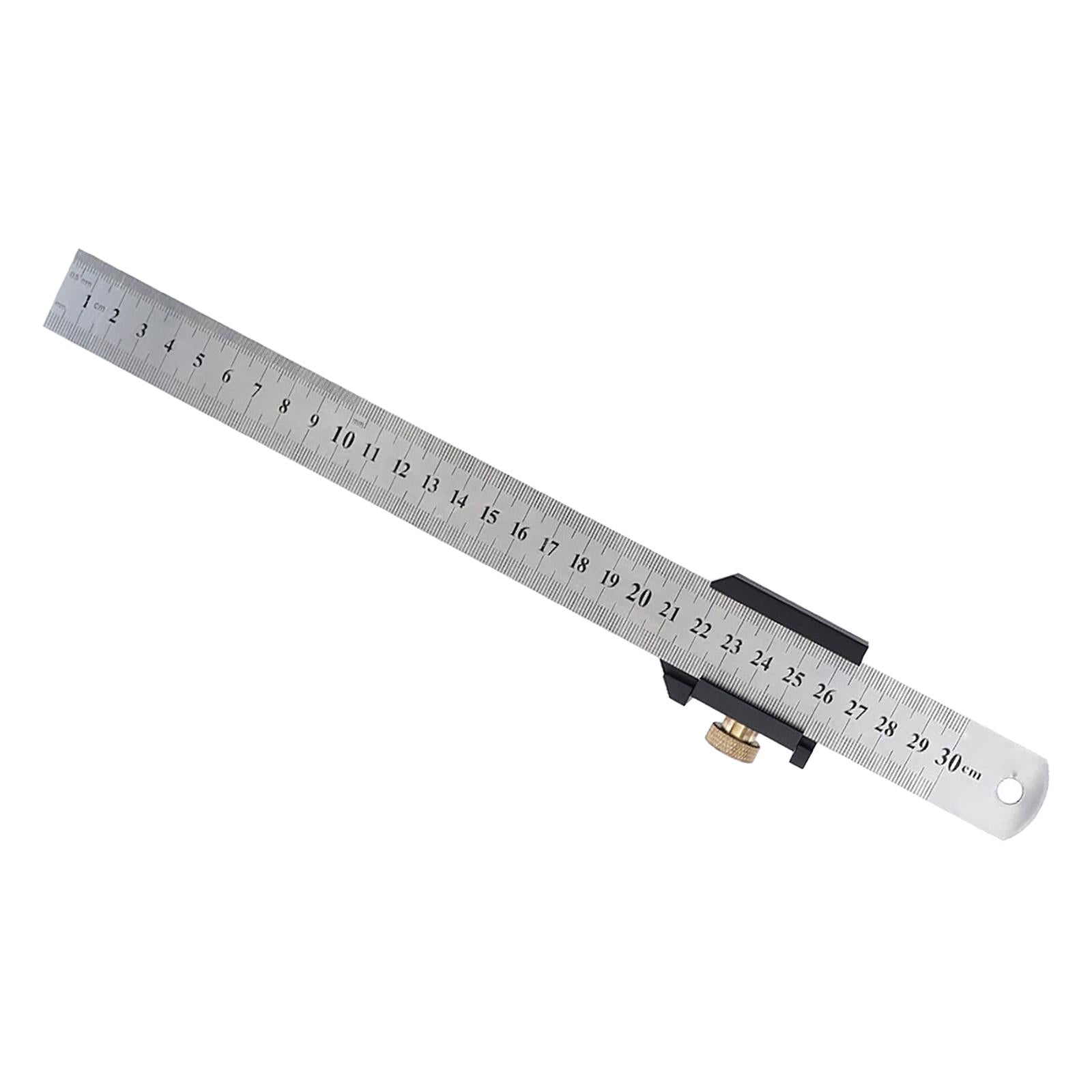 Stainless Steel Ruler w/ Limit Block for Engineering  Measuring Tools Black