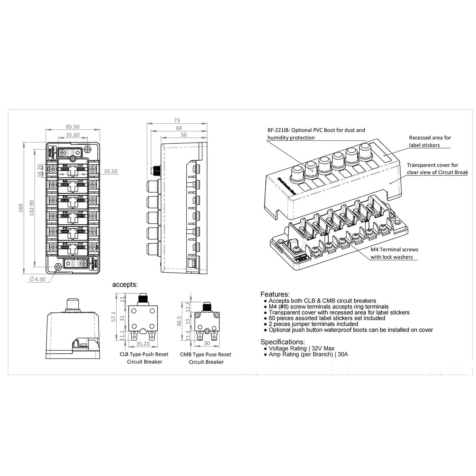 Circuit Breakers Box Circuit Breaker Fuse Block Box for Car Automotive