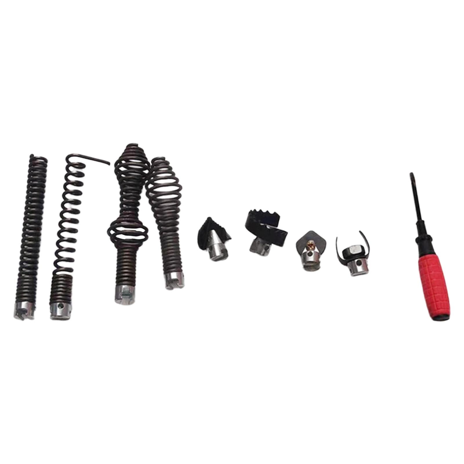 9 Pieces Drain Cutter Heads Set Steel Auger Adapters for Sewer Machine