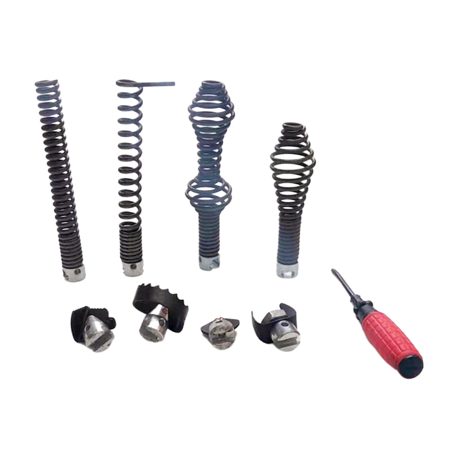9 Pieces Drain Cutter Heads Set Steel Auger Adapters for Sewer Machine