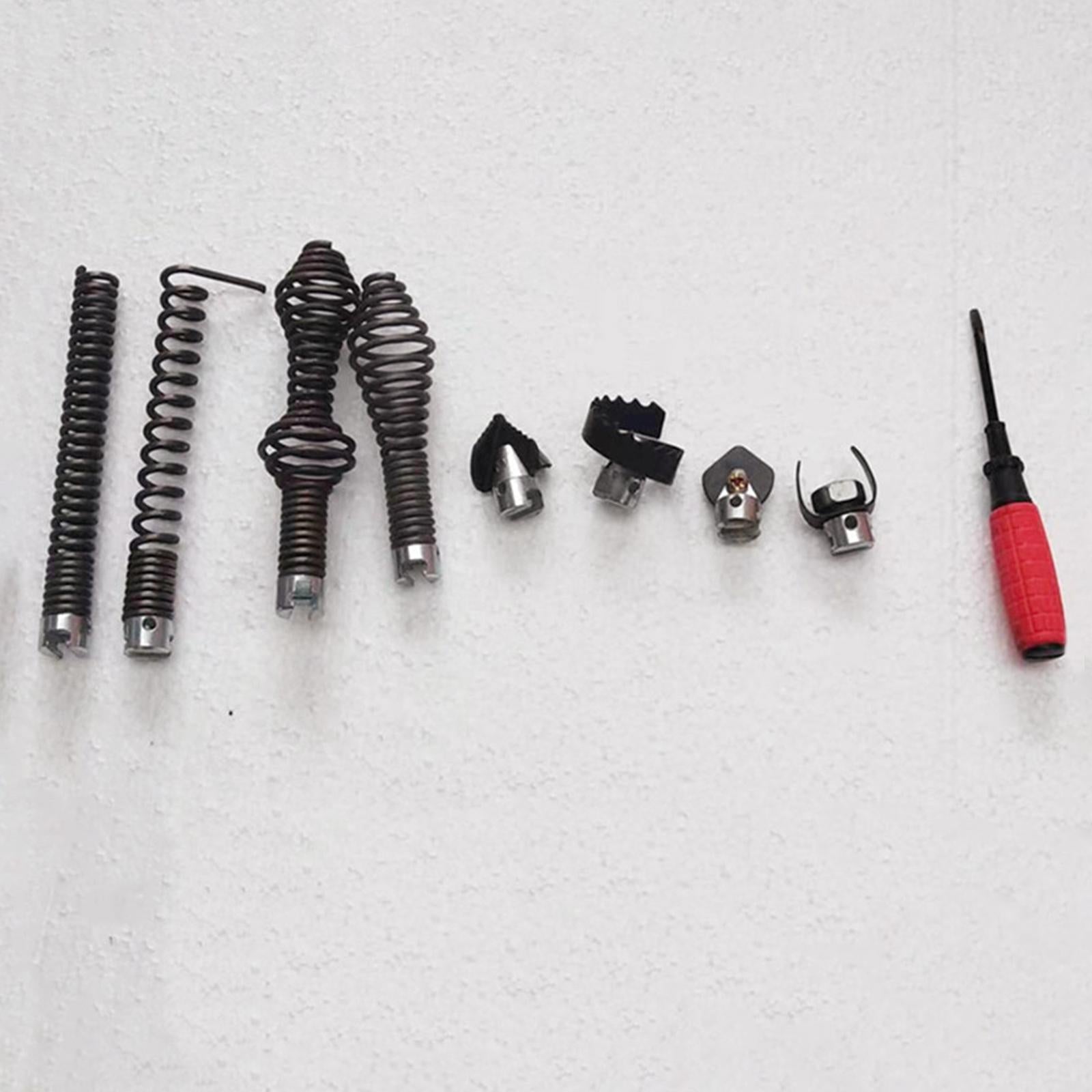 9 Pieces Drain Cutter Heads Set Steel Auger Adapters for Sewer Machine