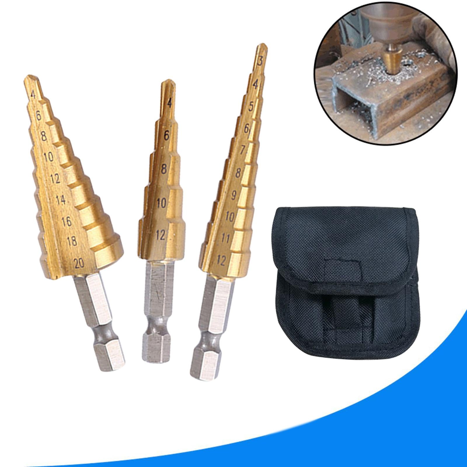 Drilling Step Drill Bit for Stainless Steel Metal 3pcs 3-12 4-12  4-20