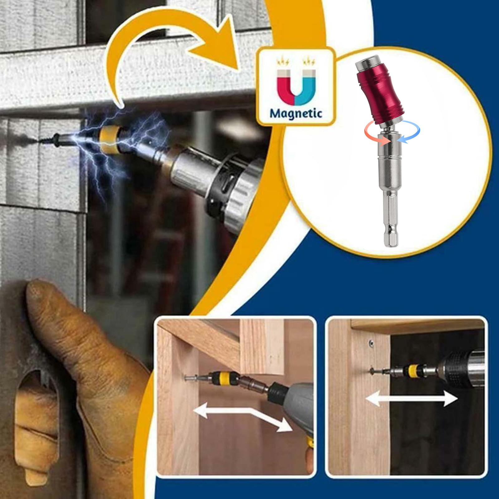 Magnetic Pivoting Bit Tip Swivel Screw Bit Steel Accessory Drill Holders Silver Red