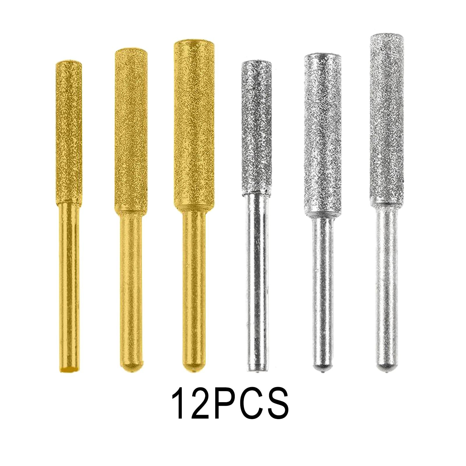 12Pcs Diamond Chainsaw Sharpener Bits Grinding Bits Burr Gold 4mm