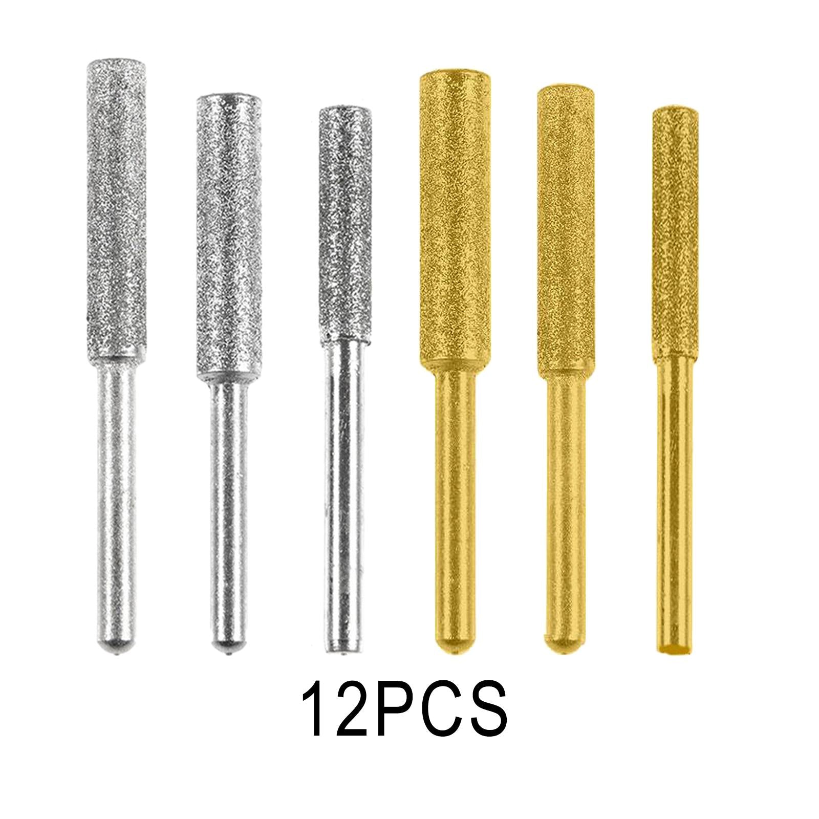12Pcs Diamond Chainsaw Sharpener Bits Grinding Bits Burr Gold 4mm