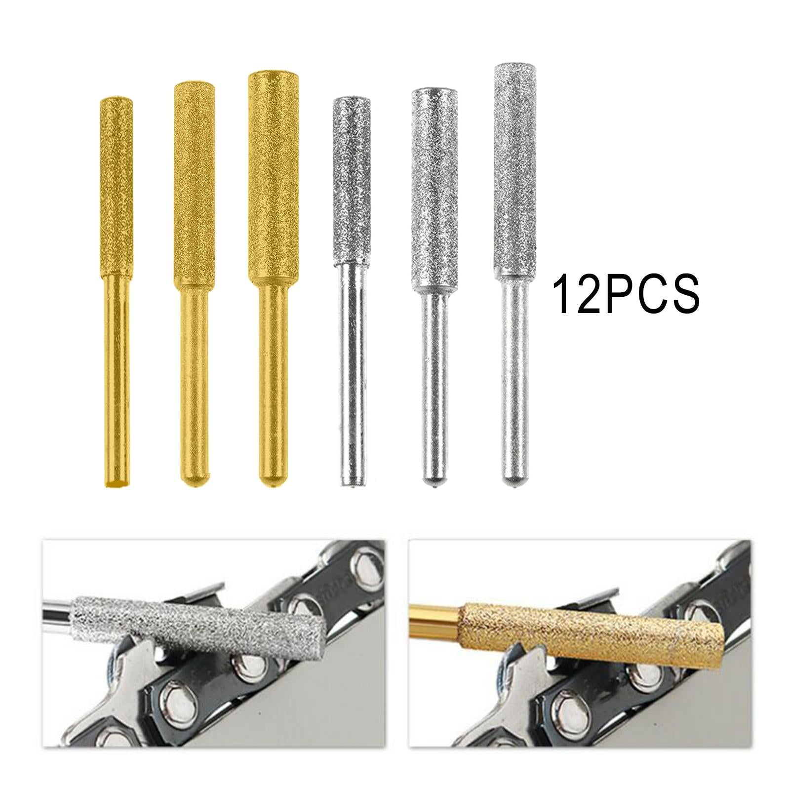 12Pcs Diamond Chainsaw Sharpener Bits Grinding Bits Burr Gold 4mm