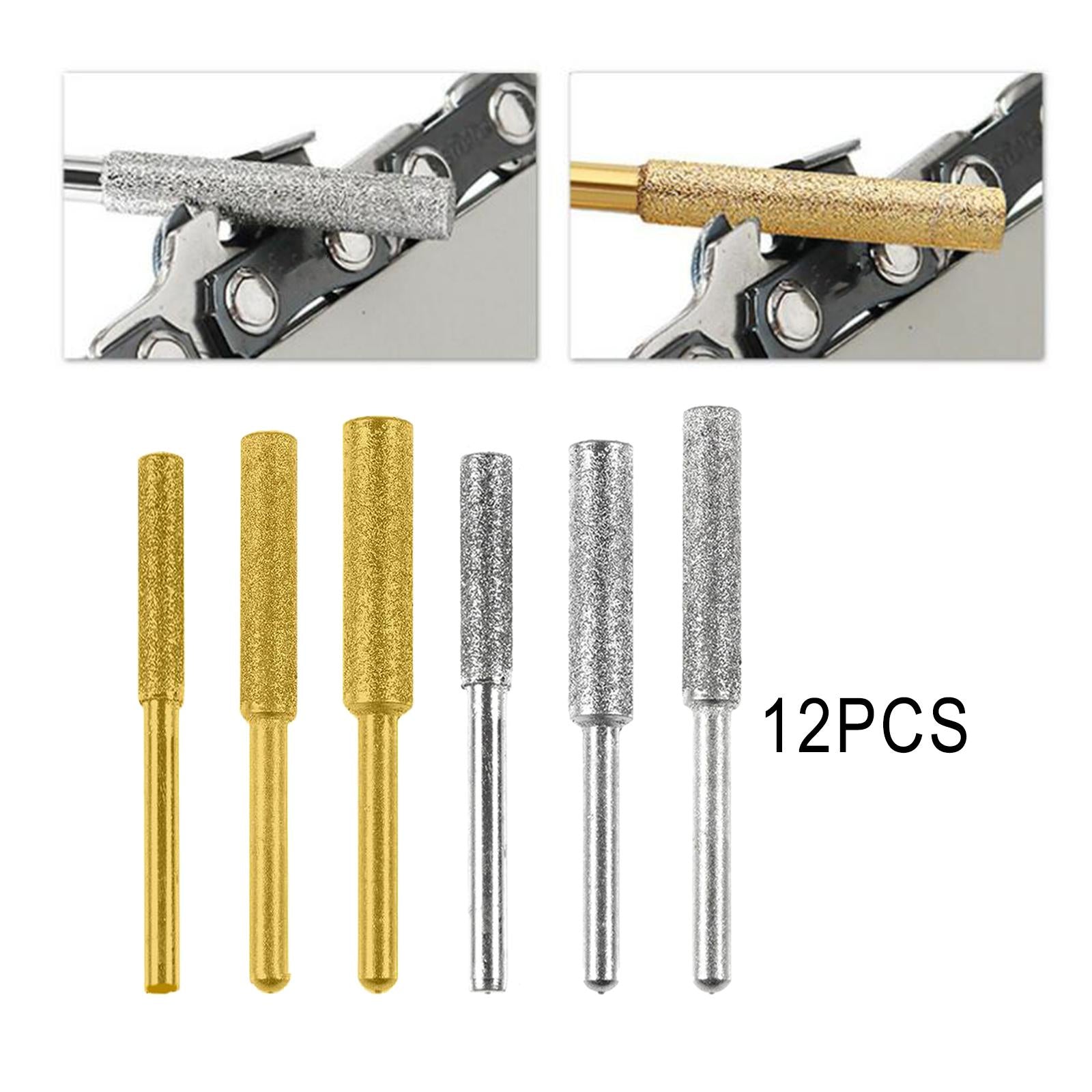 12Pcs Diamond Chainsaw Sharpener Bits Grinding Bits Burr Gold 4mm