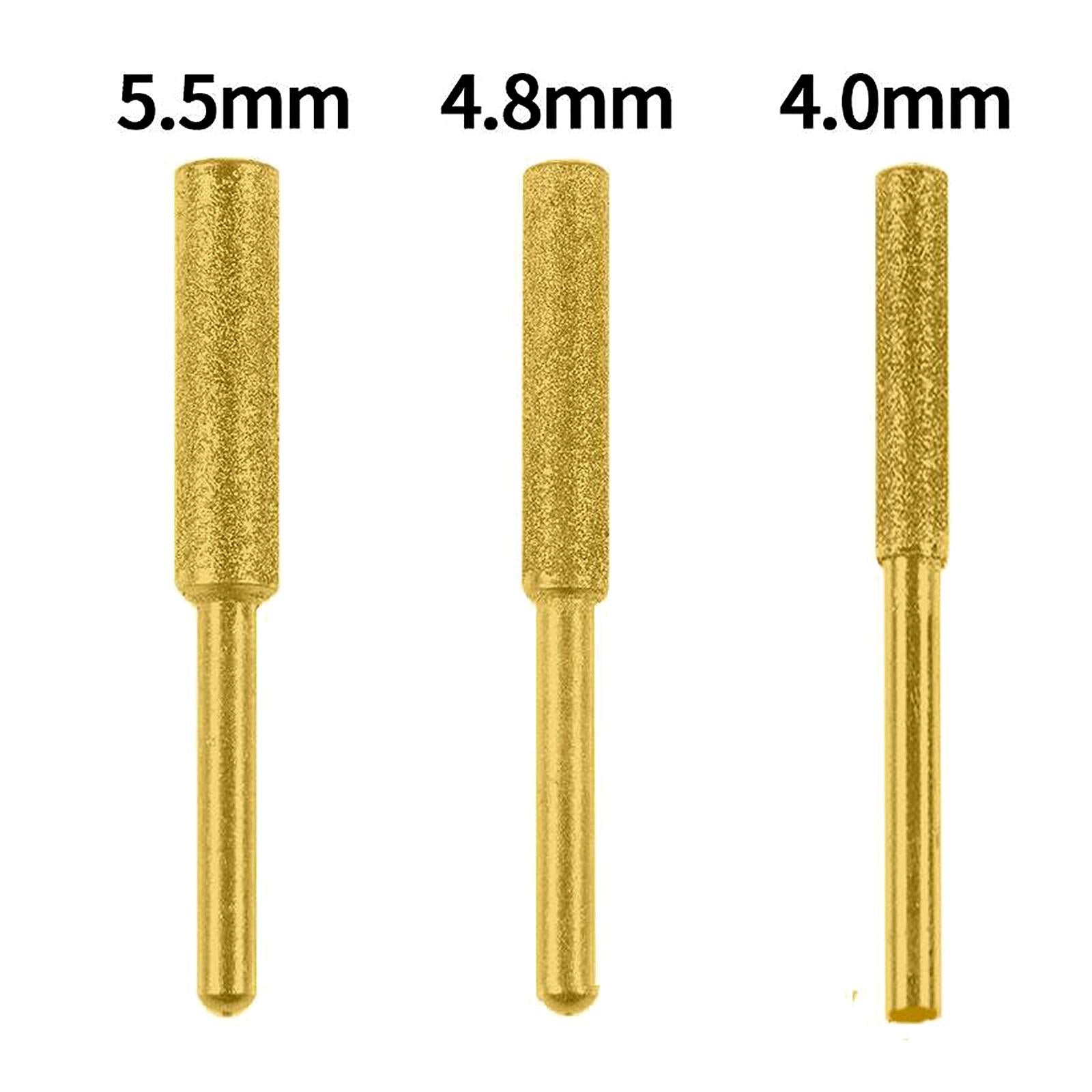 12Pcs Diamond Chainsaw Sharpener Bits Grinding Bits Burr Gold 4.8mm