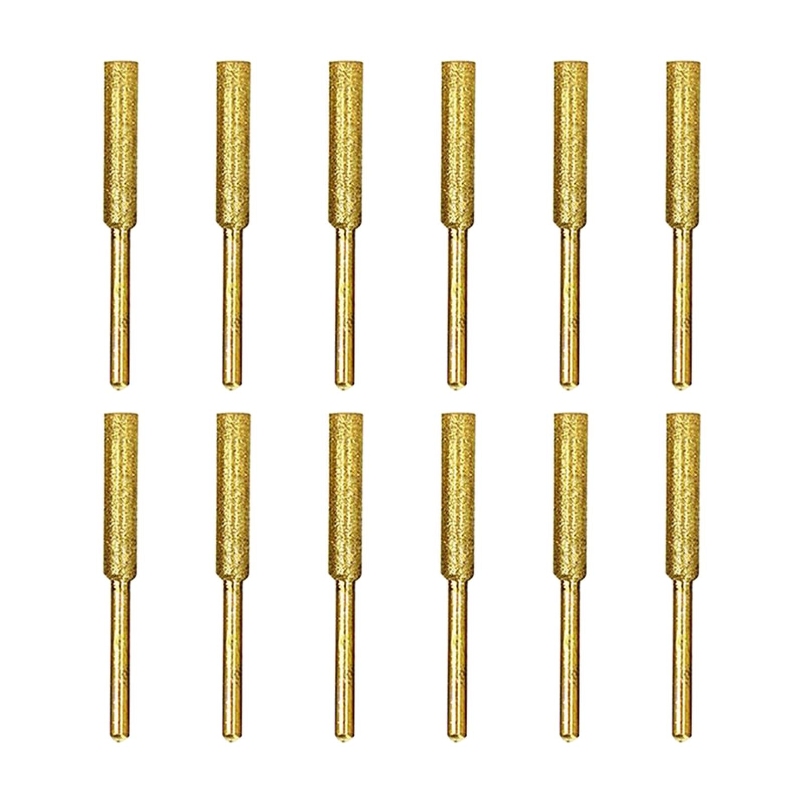 12Pcs Diamond Chainsaw Sharpener Bits Grinding Bits Burr Gold 4.8mm