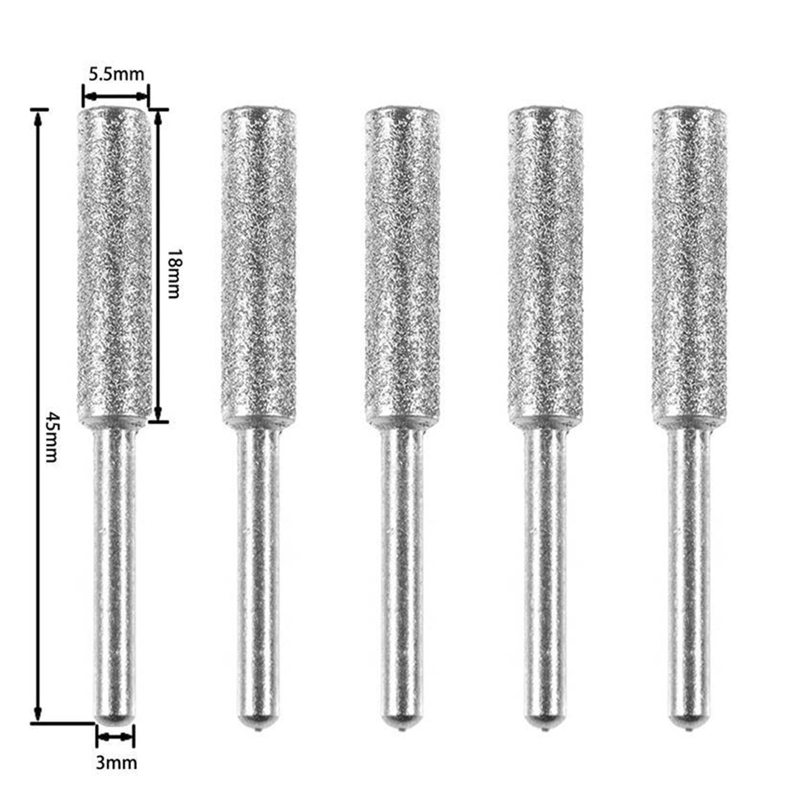 12Pcs Diamond Chainsaw Sharpener Bits Grinding Bits Burr Silver 4.8mm