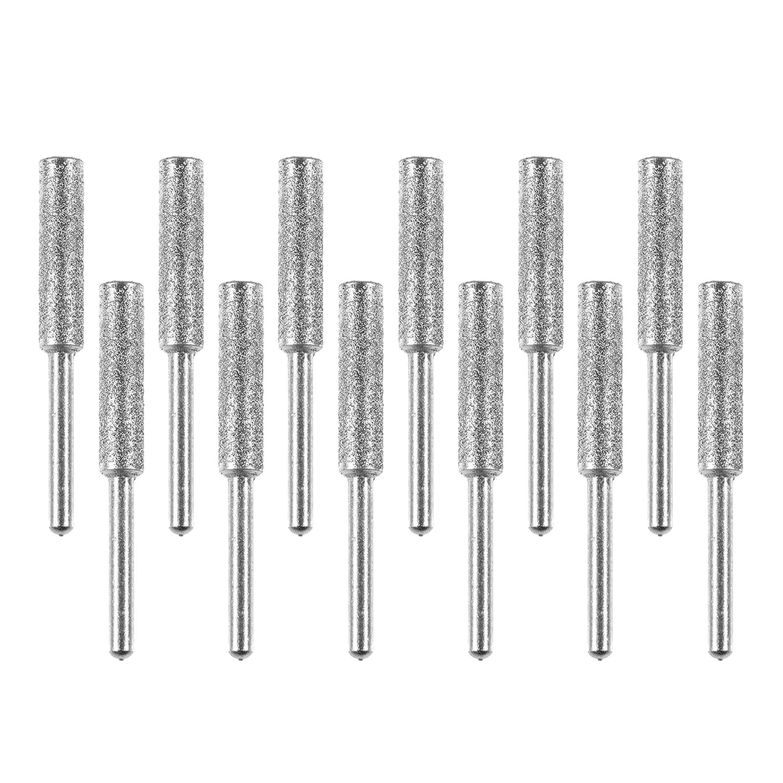 12Pcs Diamond Chainsaw Sharpener Bits Grinding Bits Burr Silver 5.5mm