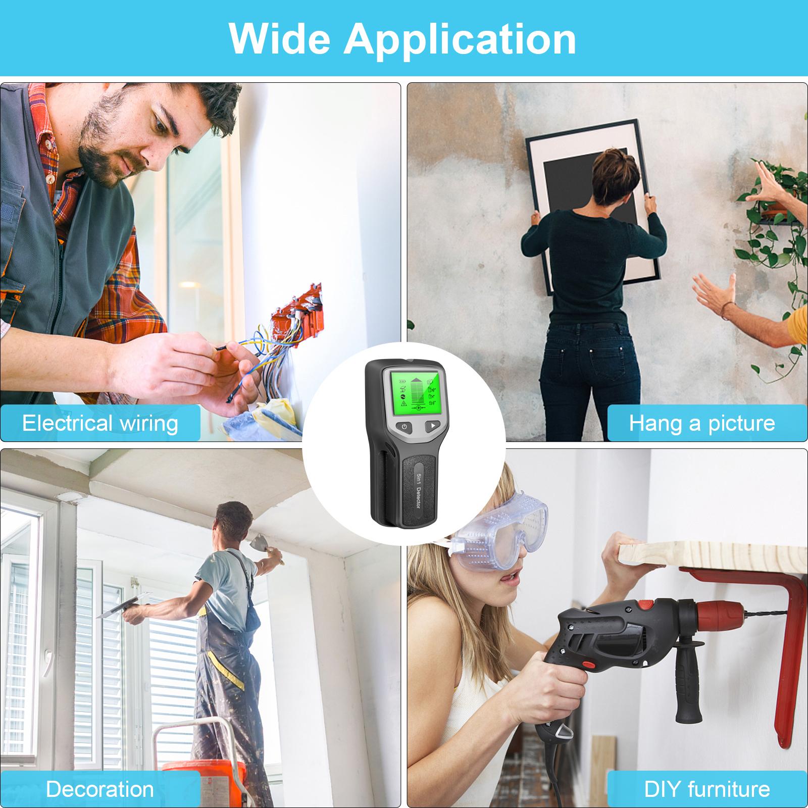 Digital Wall Detector LCD Metal Wood Stud Finder AC Cable Live Wire Scanner