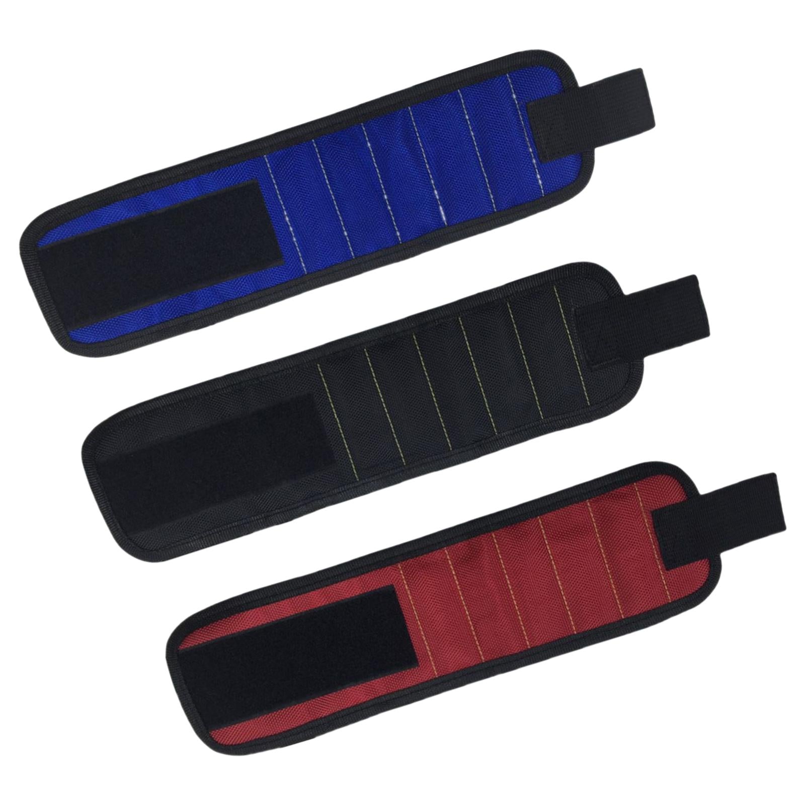 Magnetic Wristband Screw Nail Nut Bolt Drill Bit Organizer Storage Bag Red