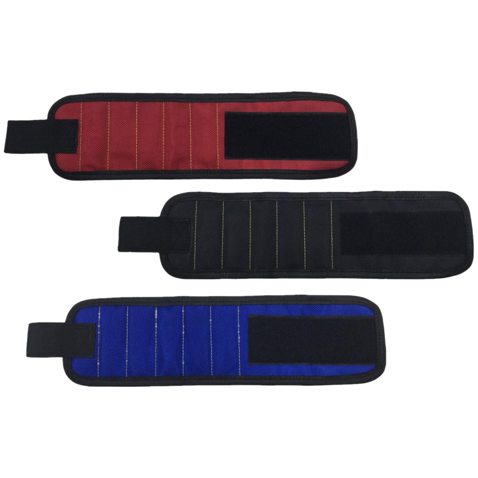 Magnetic Wristband Screw Nail Nut Bolt Drill Bit Organizer Storage Bag Red