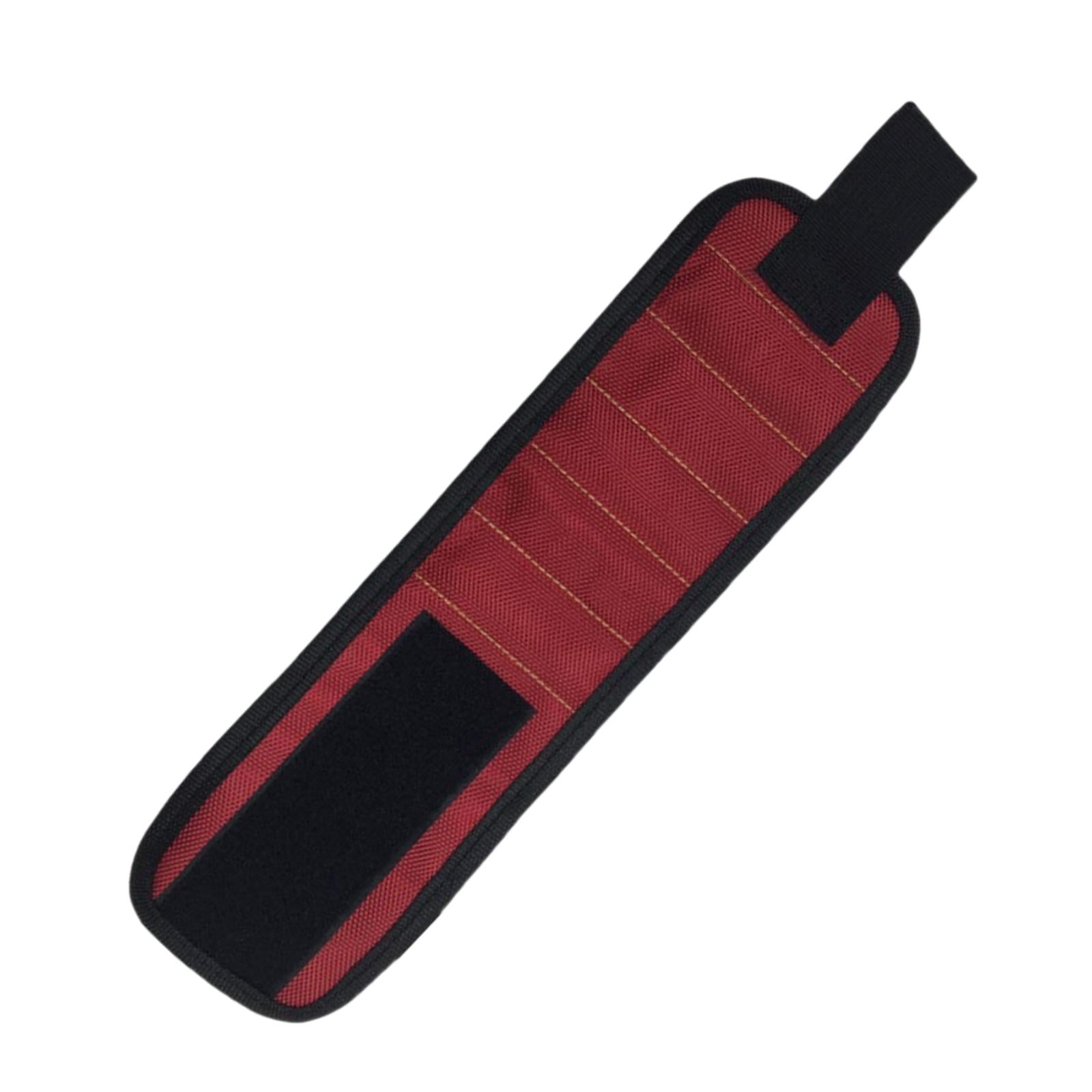 Magnetic Wristband Screw Nail Nut Bolt Drill Bit Organizer Storage Bag Red