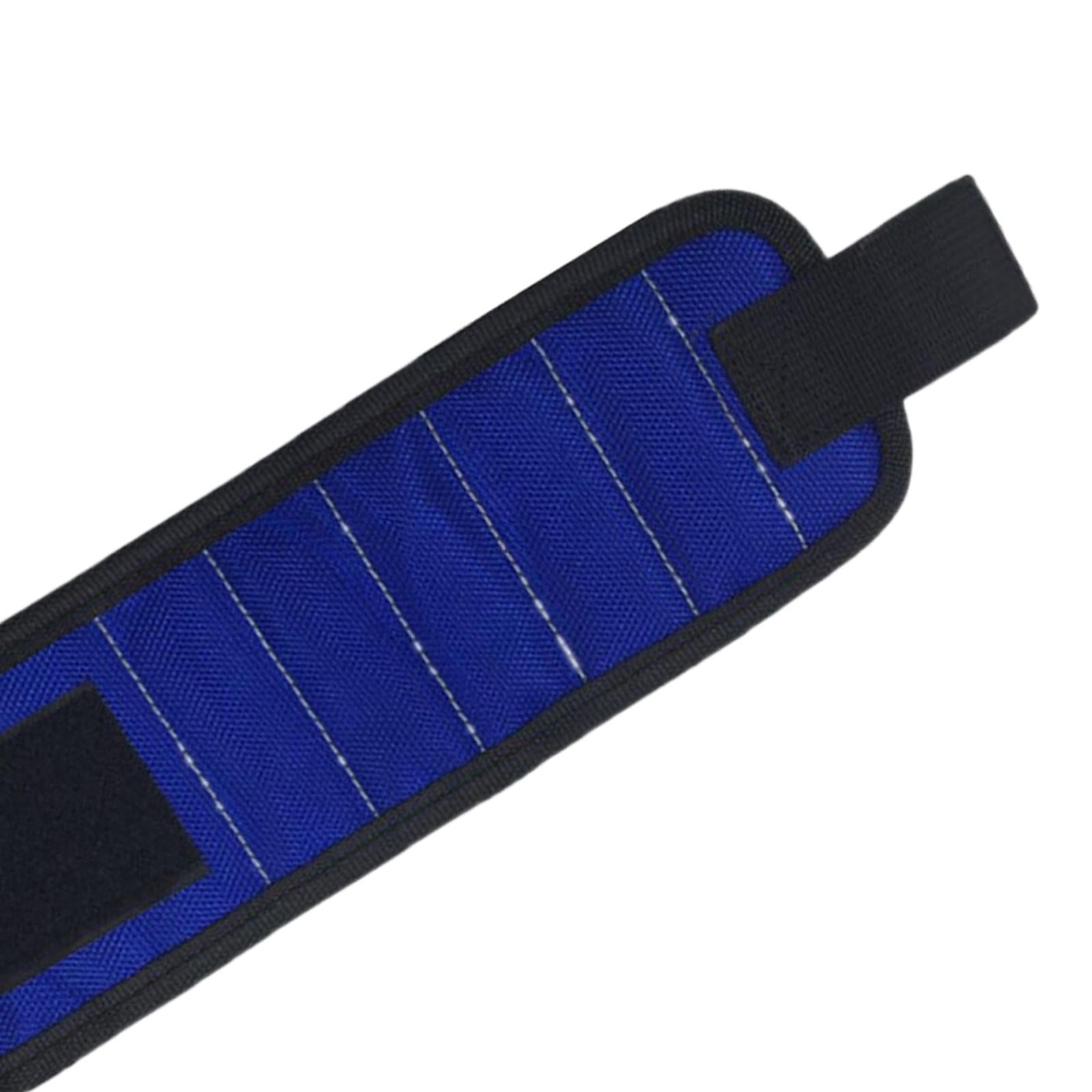 Magnetic Wristband Screw Nail Nut Bolt Drill Bit Organizer Storage Bag Blue