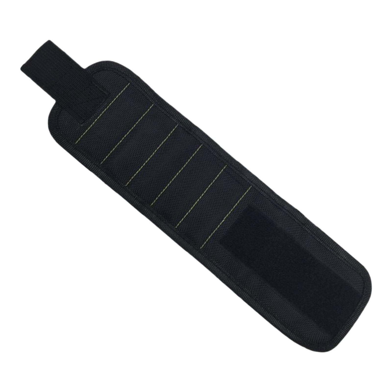 Magnetic Wristband Screw Nail Nut Bolt Drill Bit Organizer Storage Bag Black