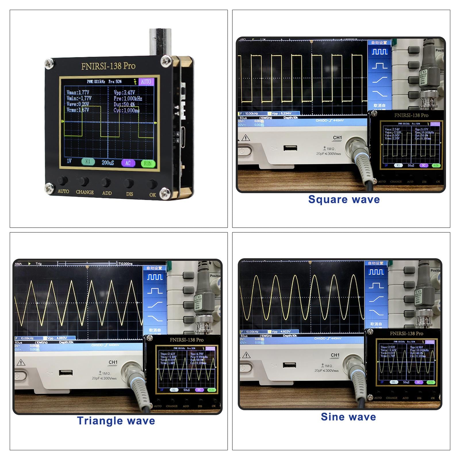 Digital Oscilloscope Bandwidth 200KHz Multimeter for DIY Research Education no battery and probe
