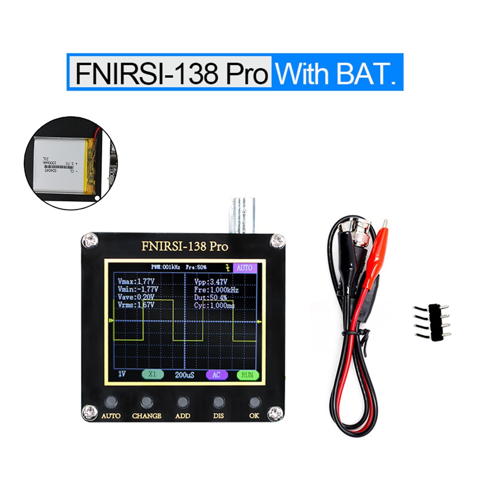 Digital Oscilloscope Bandwidth 200KHz Multimeter for DIY Research Education 1 battery 1 probe