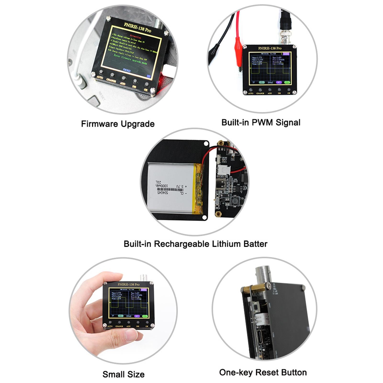 Digital Oscilloscope Bandwidth 200KHz Multimeter for DIY Research Education 1 battery 1 probe