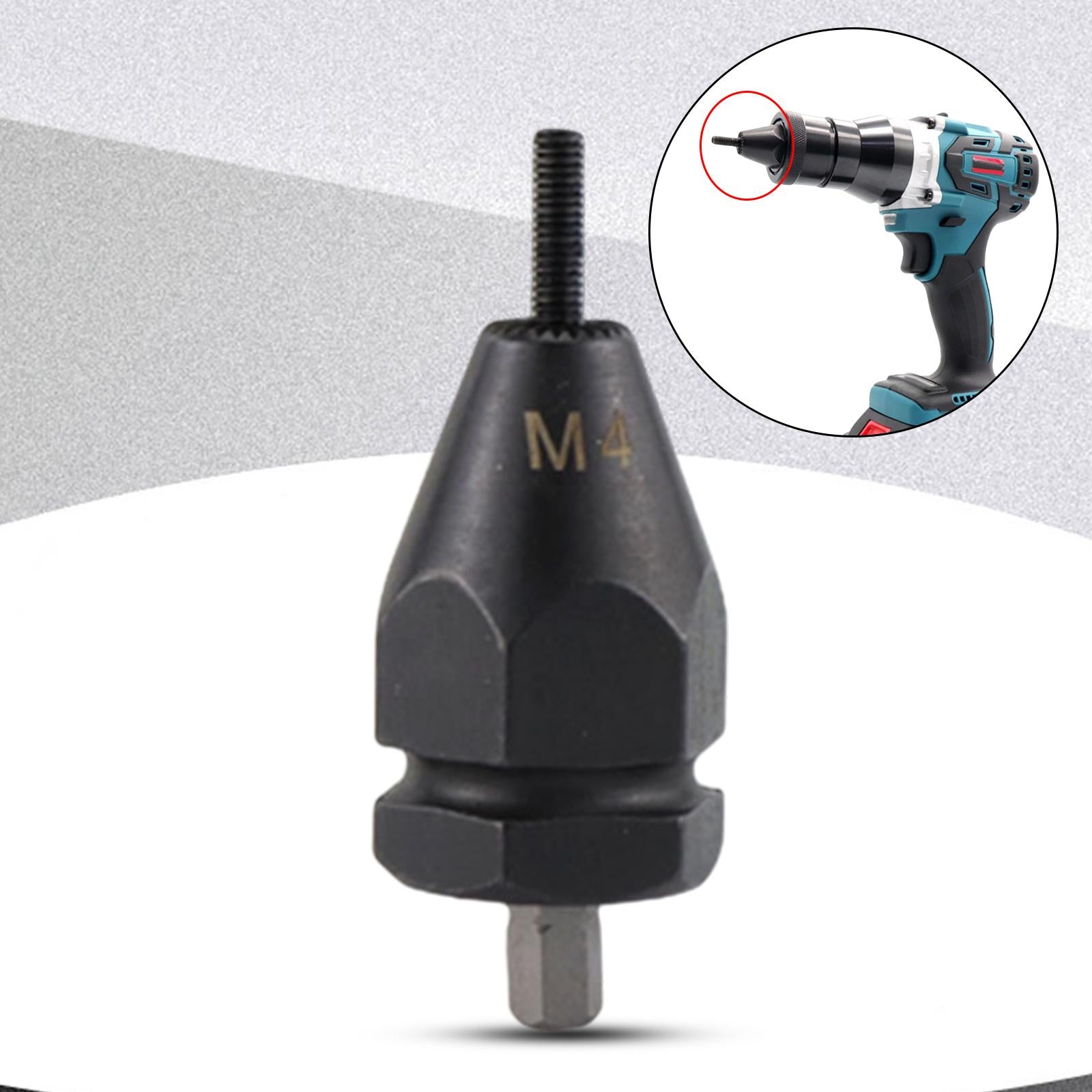 Electric Rivet Gun Adapter Converter M 3 to M 12 Nut Tool Kit M4