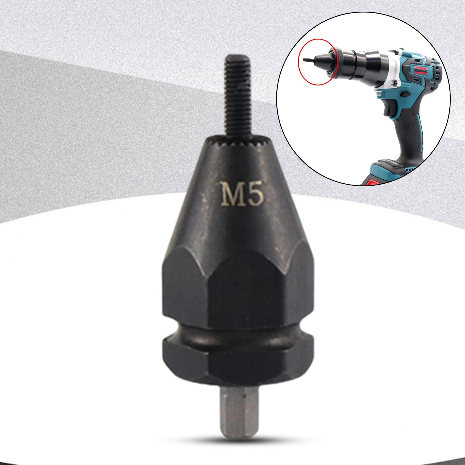 Electric Rivet Gun Adapter Converter M 3 to M 12 Nut Tool Kit M5