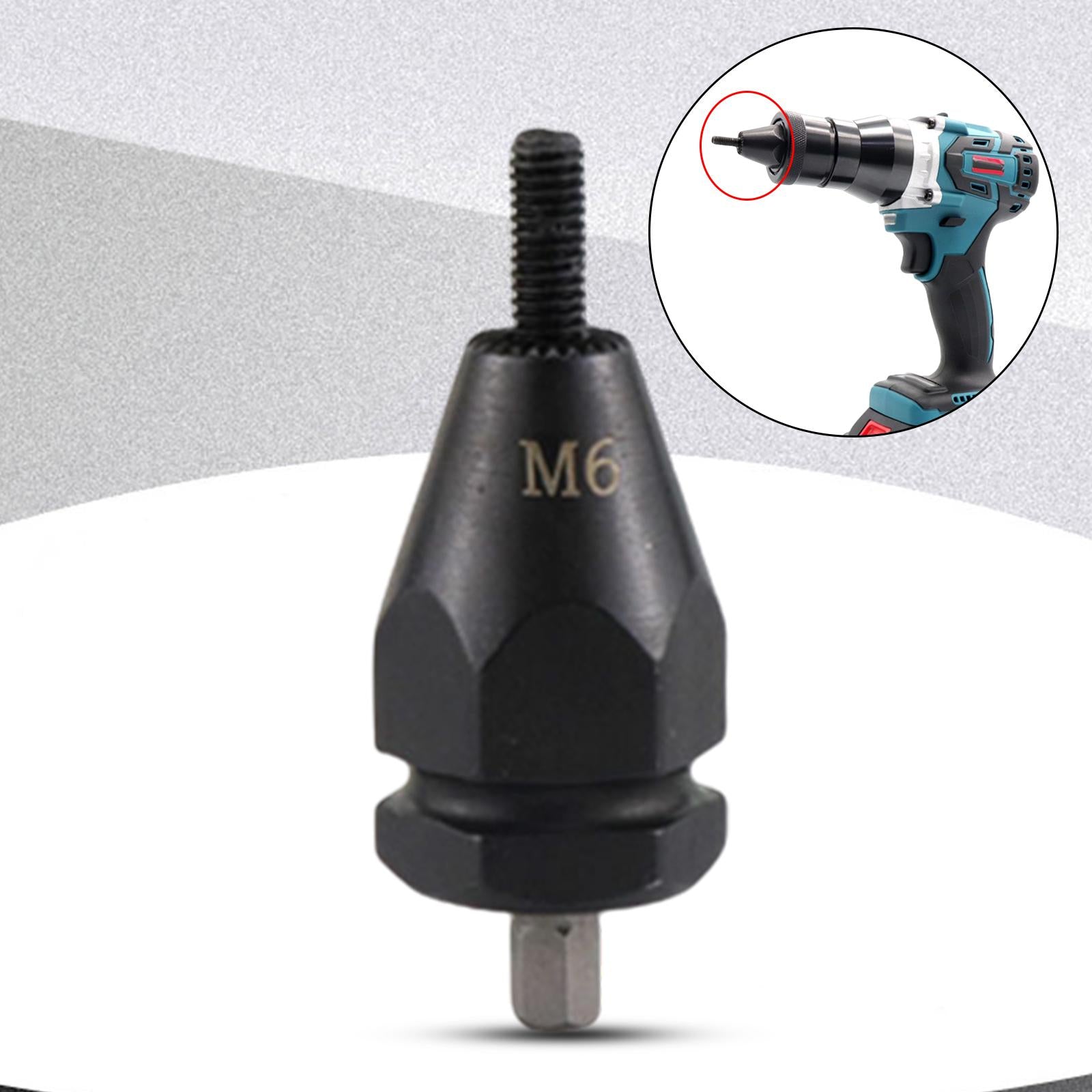 Electric Rivet Gun Adapter Converter M 3 to M 12 Nut Tool Kit M6