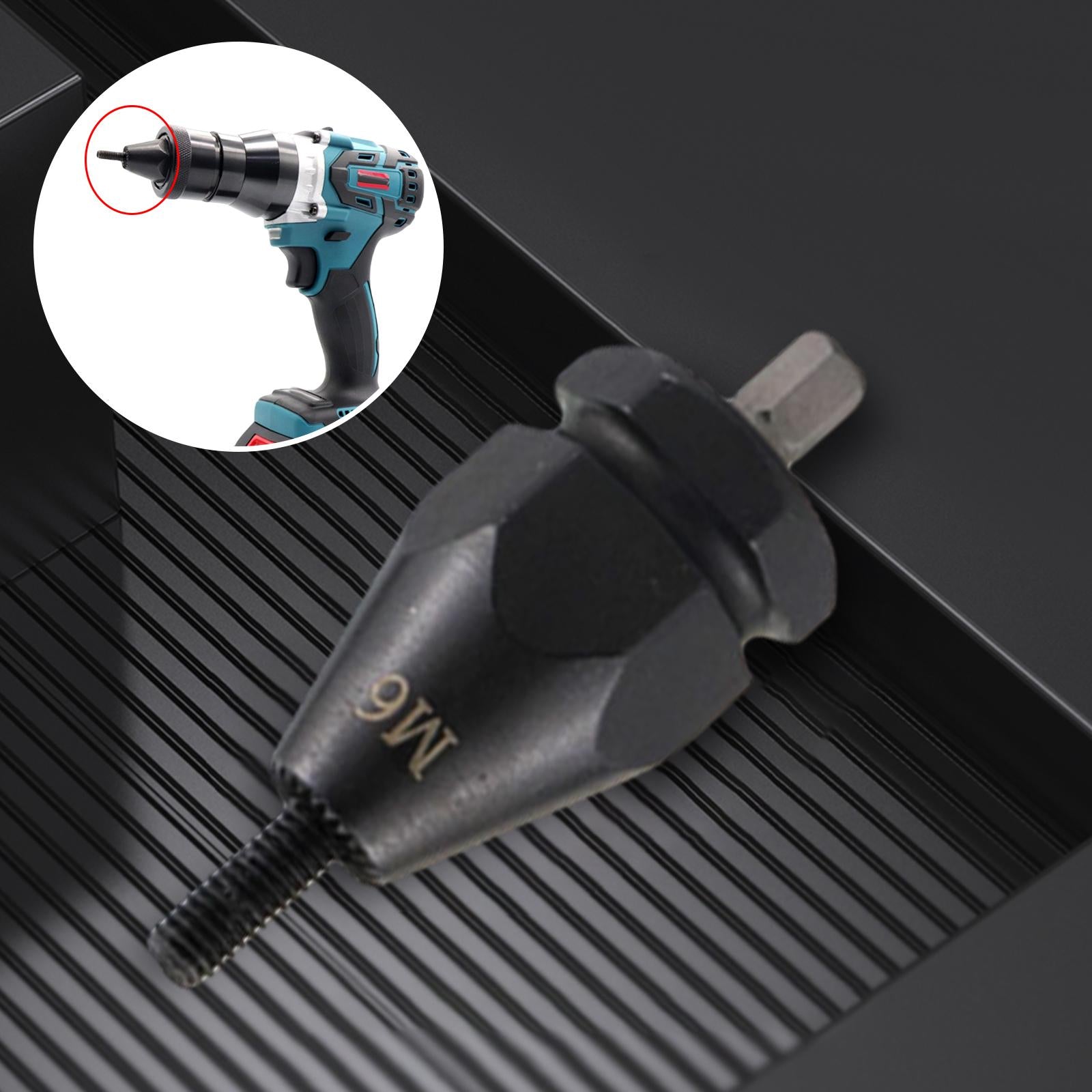 Electric Rivet Gun Adapter Converter M 3 to M 12 Nut Tool Kit M6