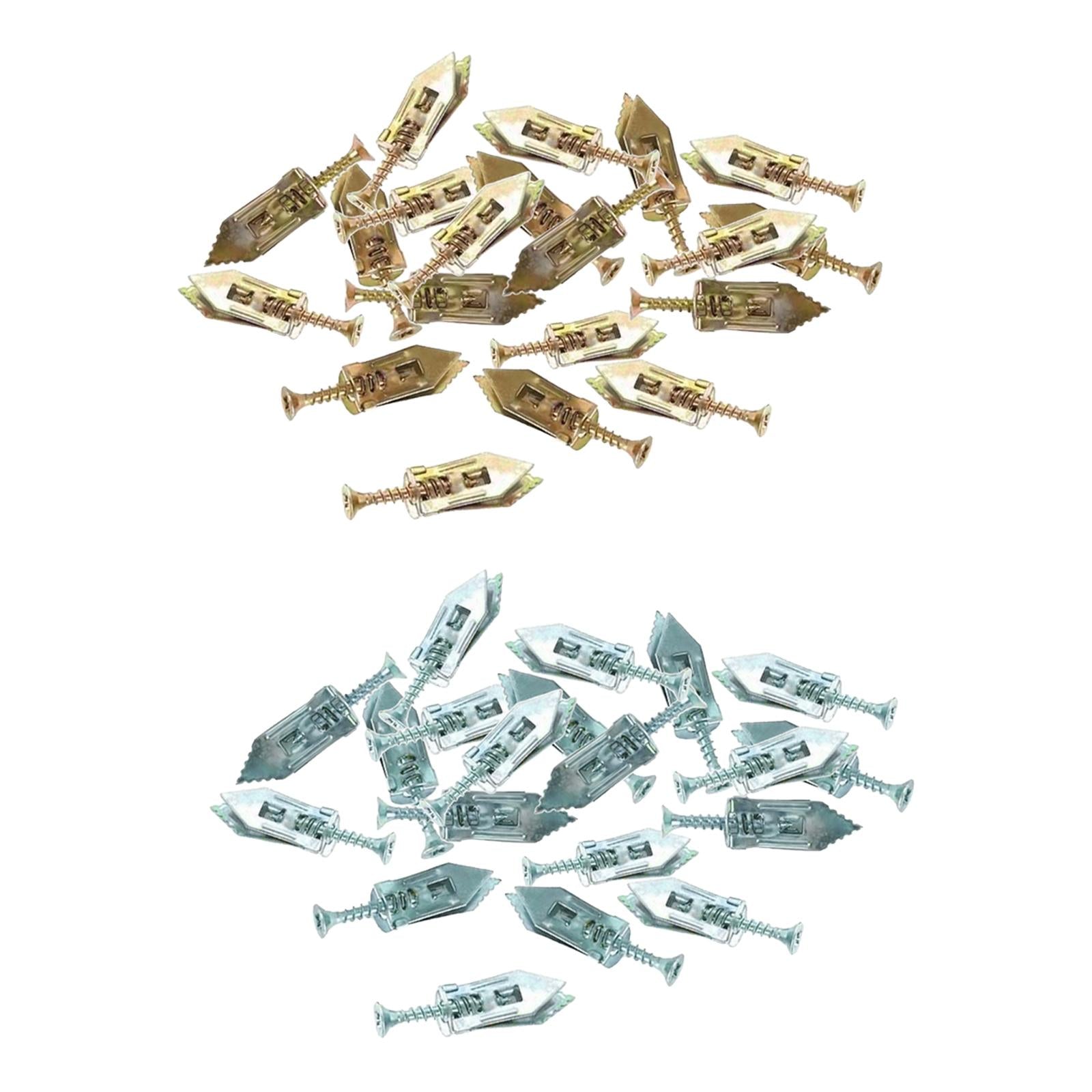 20x Drywall Self Drilling Anchors Screws Kit Easy Application for TV Bike 12x30mm 20pcs Color