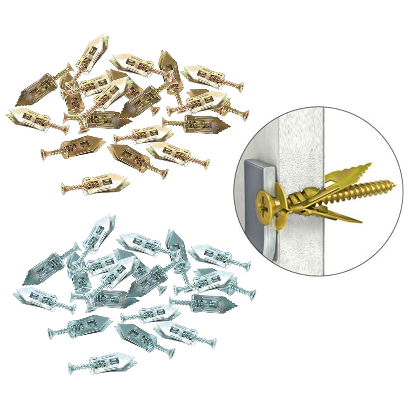 20x Drywall Self Drilling Anchors Screws Kit Easy Application for TV Bike 12x30mm 20pcs Color