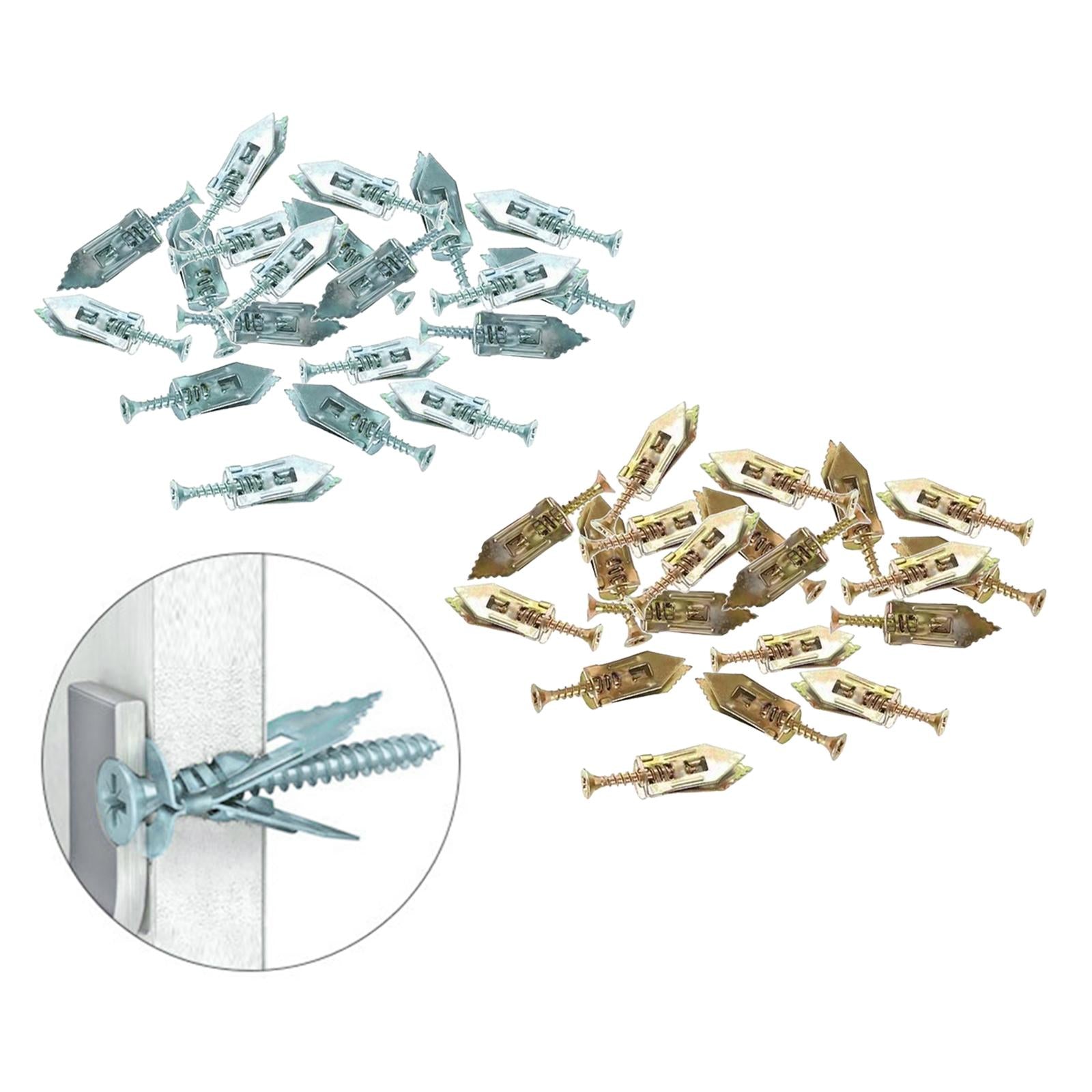 20x Drywall Self Drilling Anchors Screws Kit Easy Application for TV Bike 12x30mm 20pcs Color