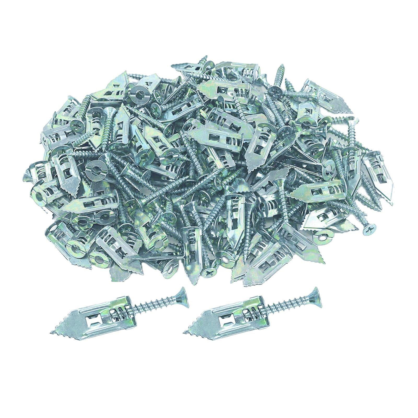 100x Drywall Self Drilling Anchors Screws Kit Easy Application for TV Bike 12x40mm Silver