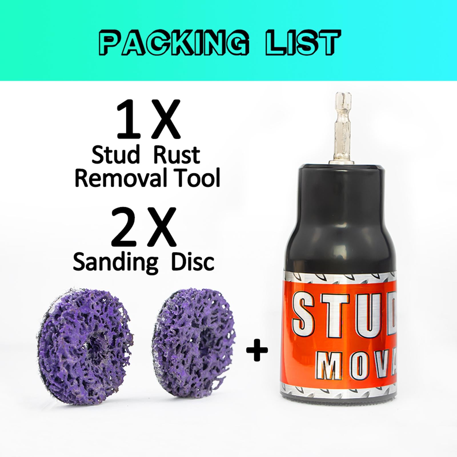 Stud Rust Remover Accurate Power Tools with 2 Sanding Disc Drill Adapter