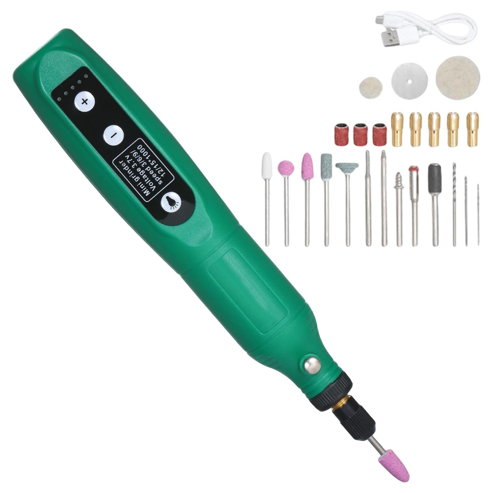 Electric Dog Nail Grinder Set Trimmer Kit 24Pieces 5 Gear USB Nail Trimmer Green
