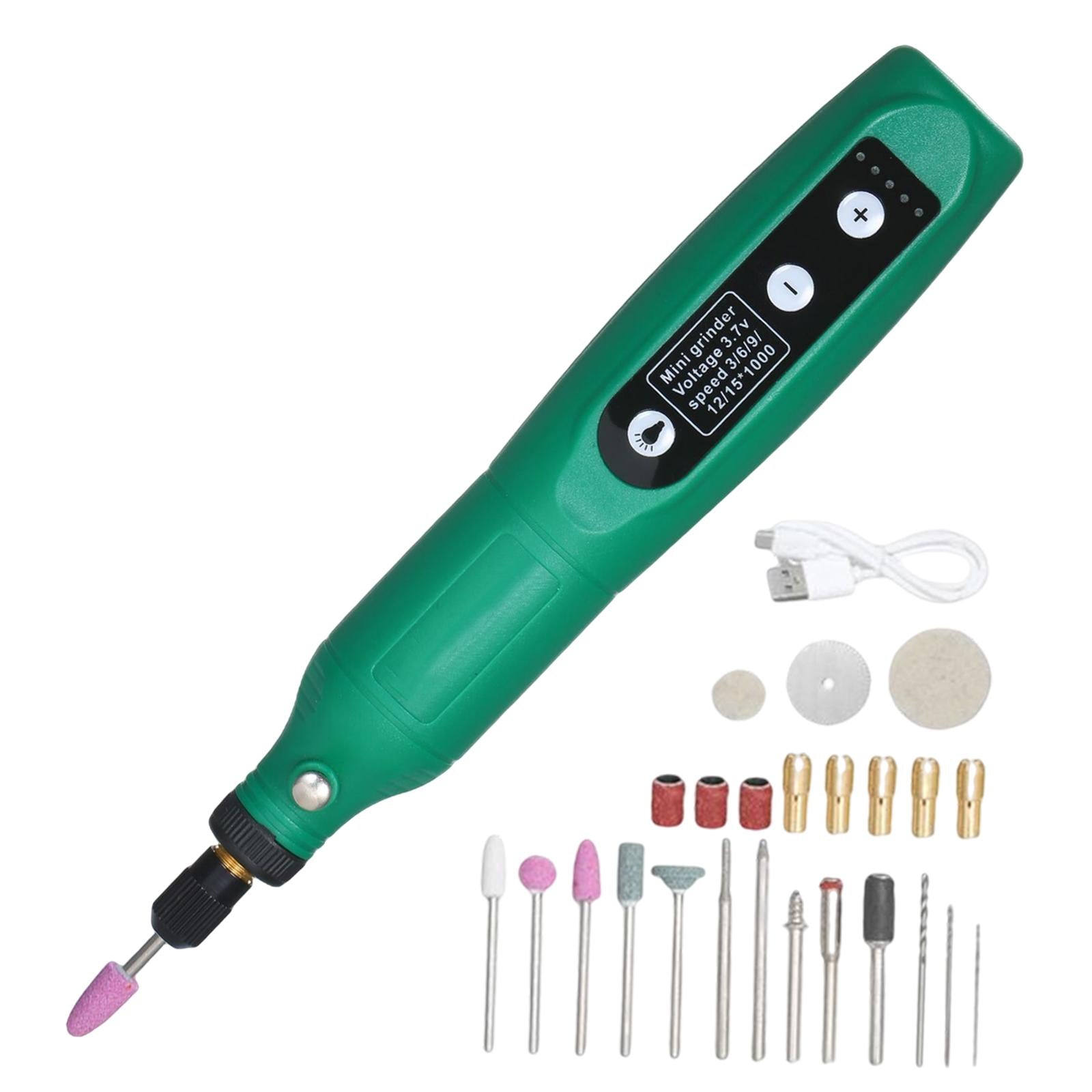 Electric Dog Nail Grinder Set Trimmer Kit 24Pieces 5 Gear USB Nail Trimmer Green