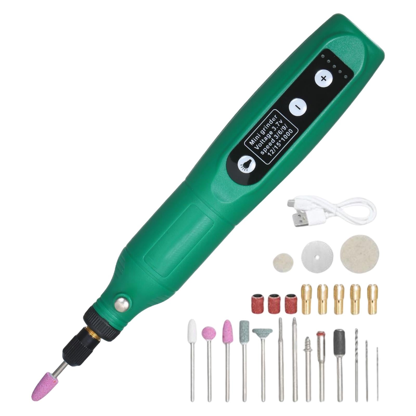 Electric Dog Nail Grinder Set Trimmer Kit 24Pieces 5 Gear USB Nail Trimmer Green
