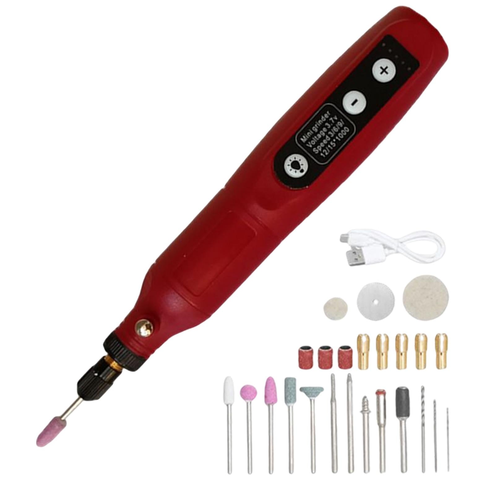Electric Dog Nail Grinder Set Trimmer Kit 24Pieces 5 Gear USB Nail Trimmer Red