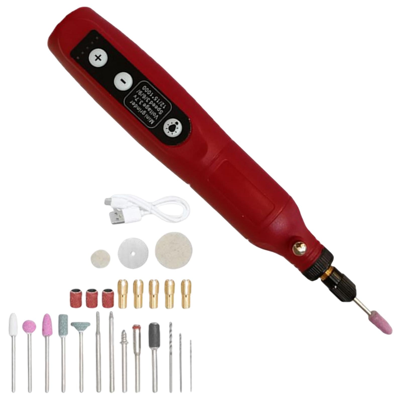 Electric Dog Nail Grinder Set Trimmer Kit 24Pieces 5 Gear USB Nail Trimmer Red
