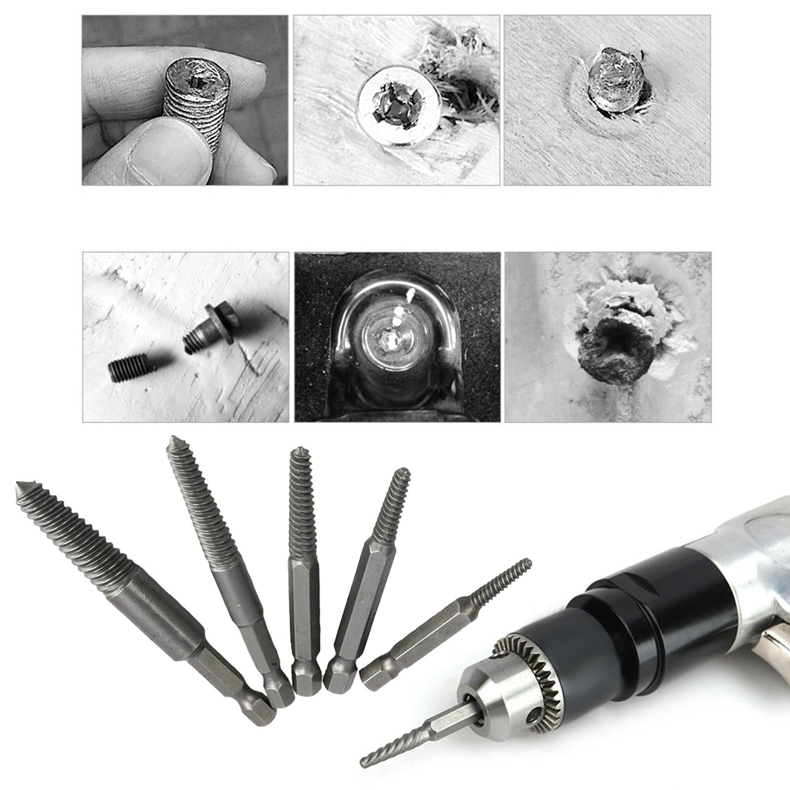 Damaged Screw Extractor Set 5x 6.35mm Shank for 5-18mm Screws Water Pipe