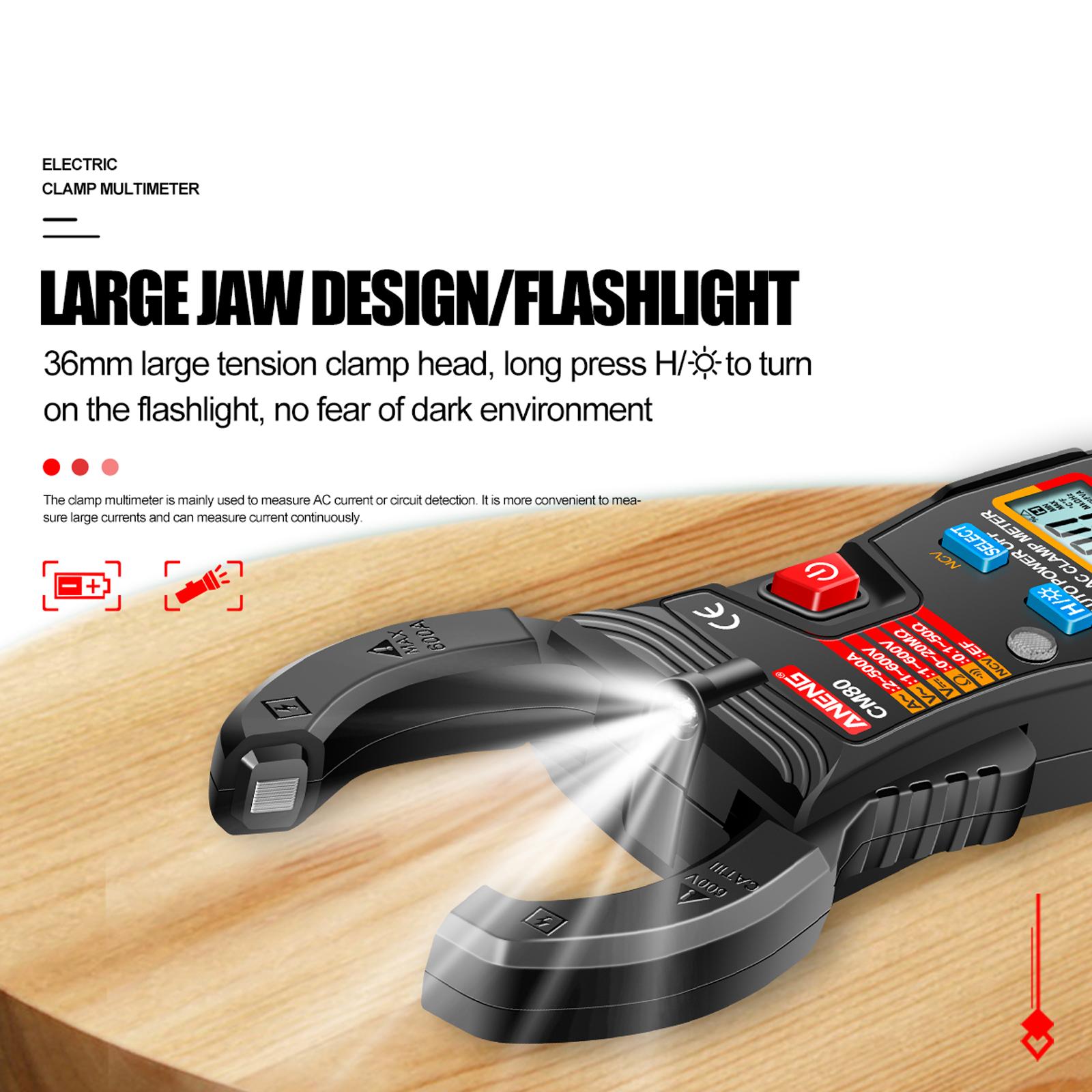 Professional Digital Clamp Meter Multimeter for Capacitance Diode Tester CM80 Black