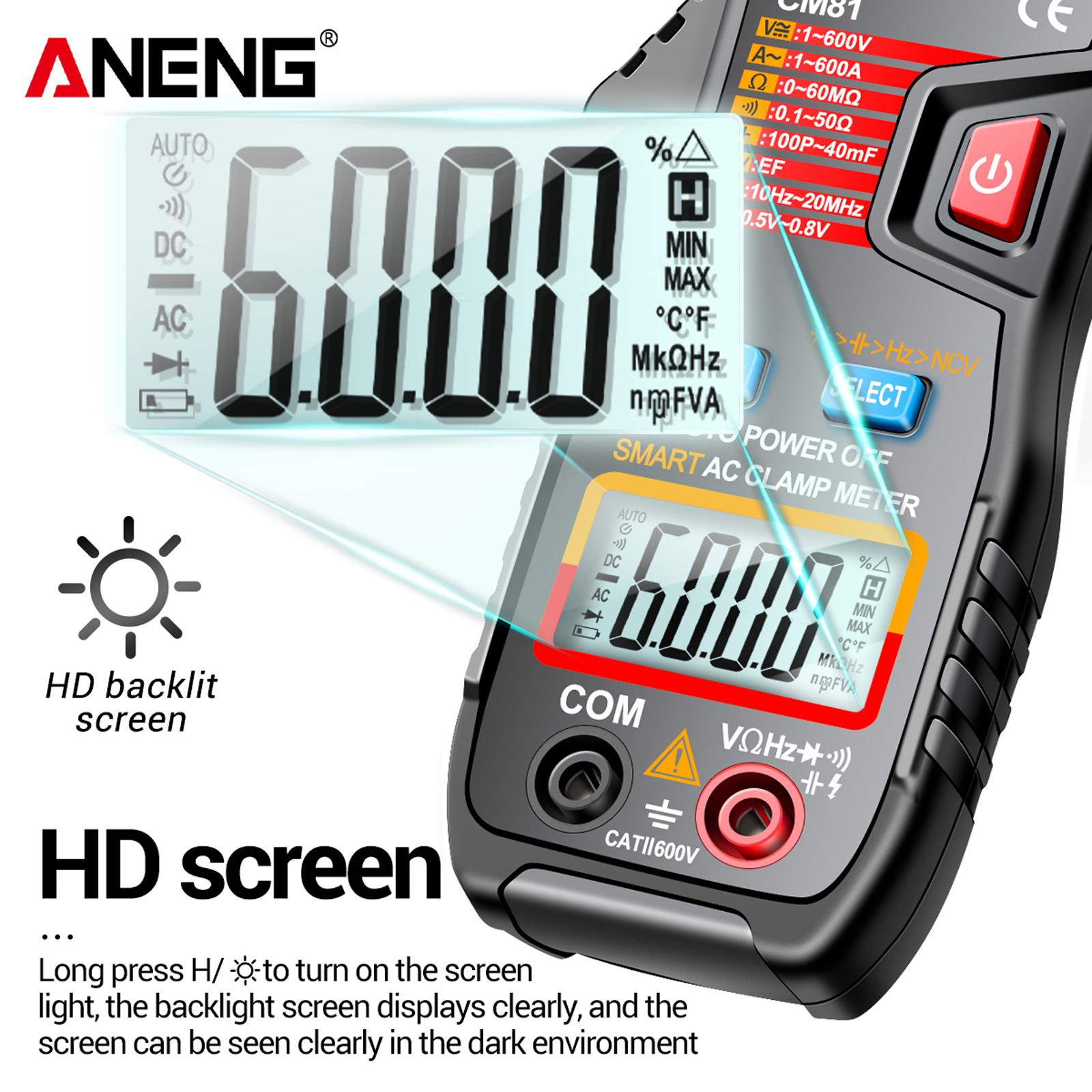 Professional Digital Clamp Meter Multimeter for Capacitance Diode Tester CM81 Black