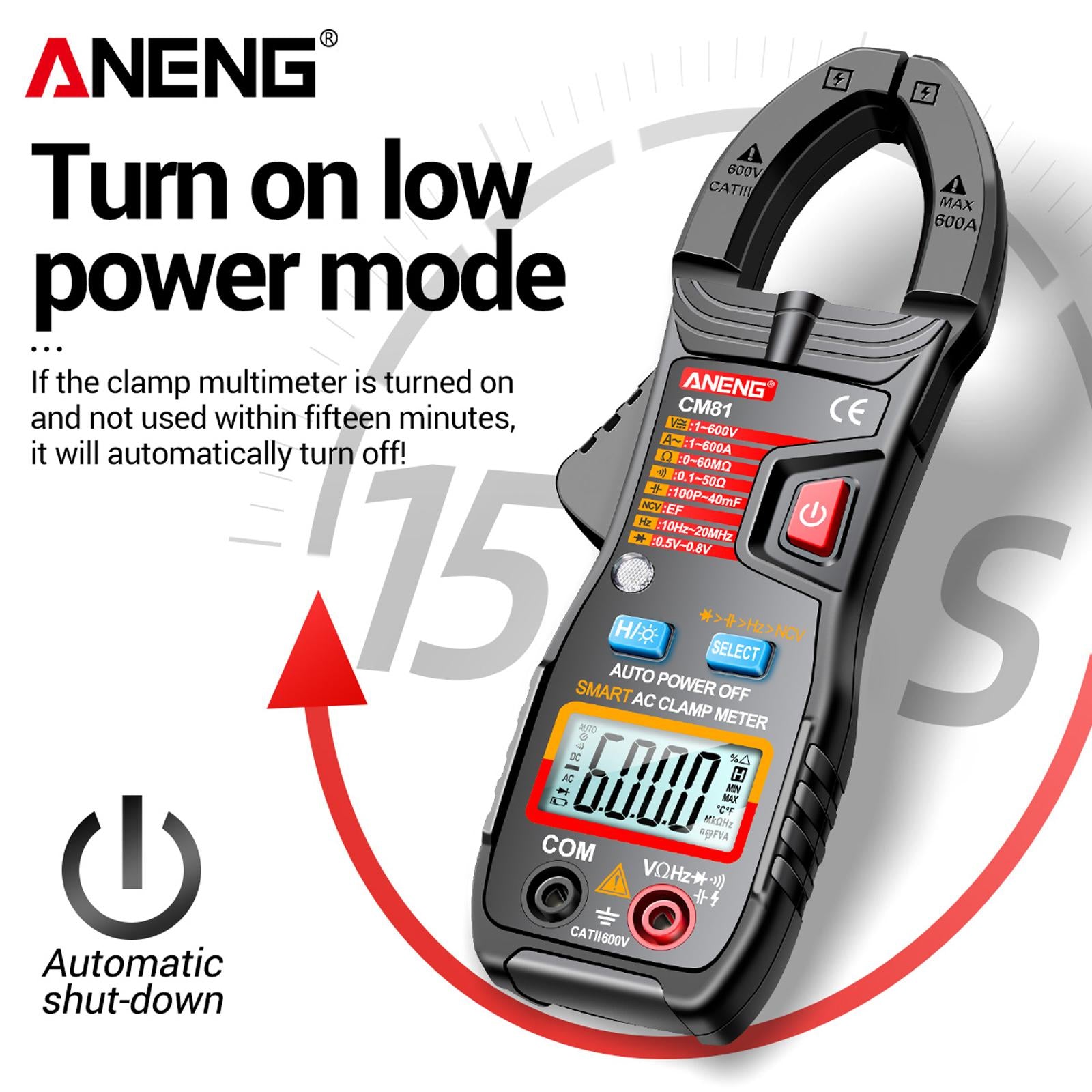 Professional Digital Clamp Meter Multimeter for Capacitance Diode Tester CM81 Black