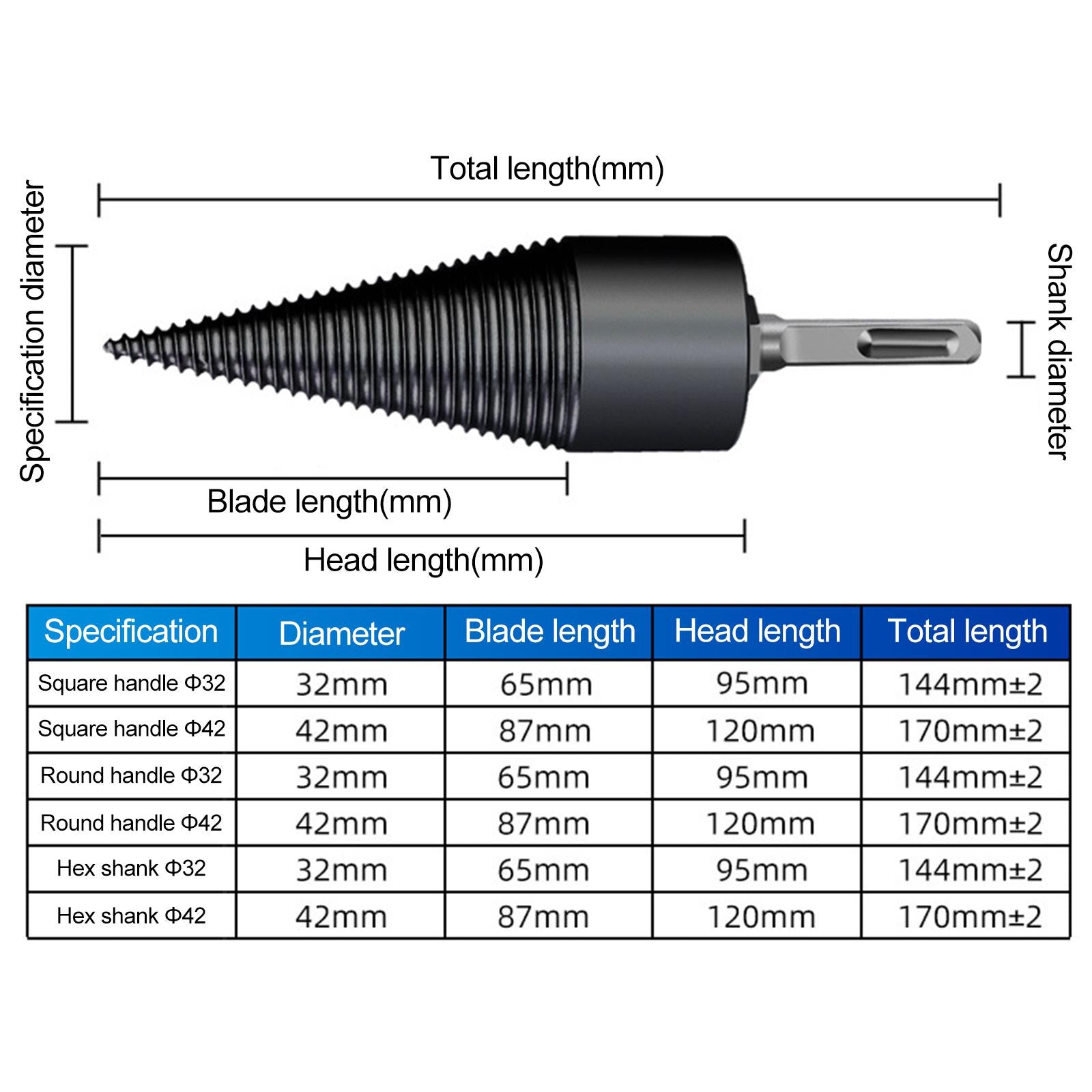 Firewood Drill Bit Timber Breaking Chopper Bits Reamer Woodworking Tools 32mm Square Shaft